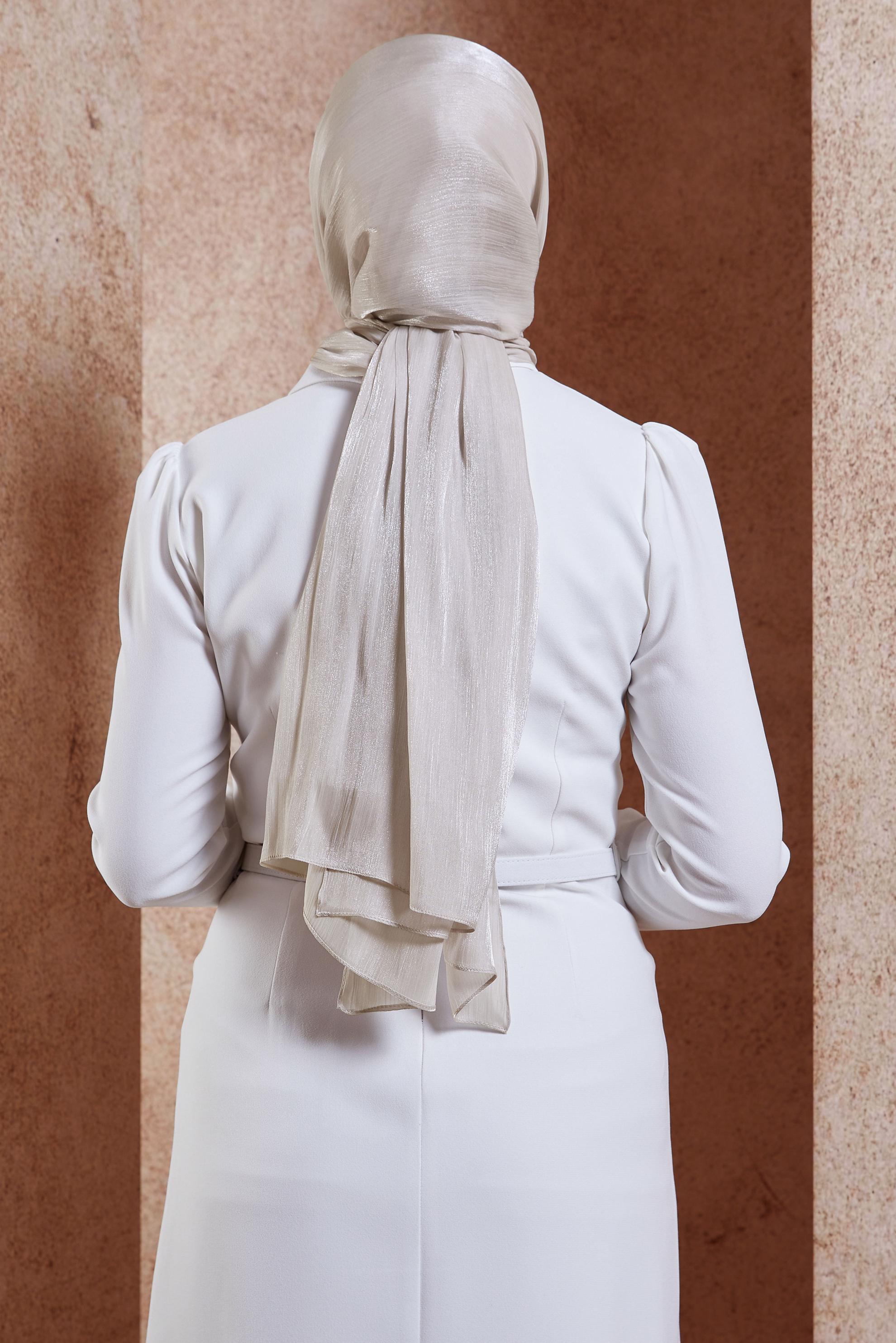 Tesettür giyim BEJ ALVİNA ABİYE ŞAL 8444