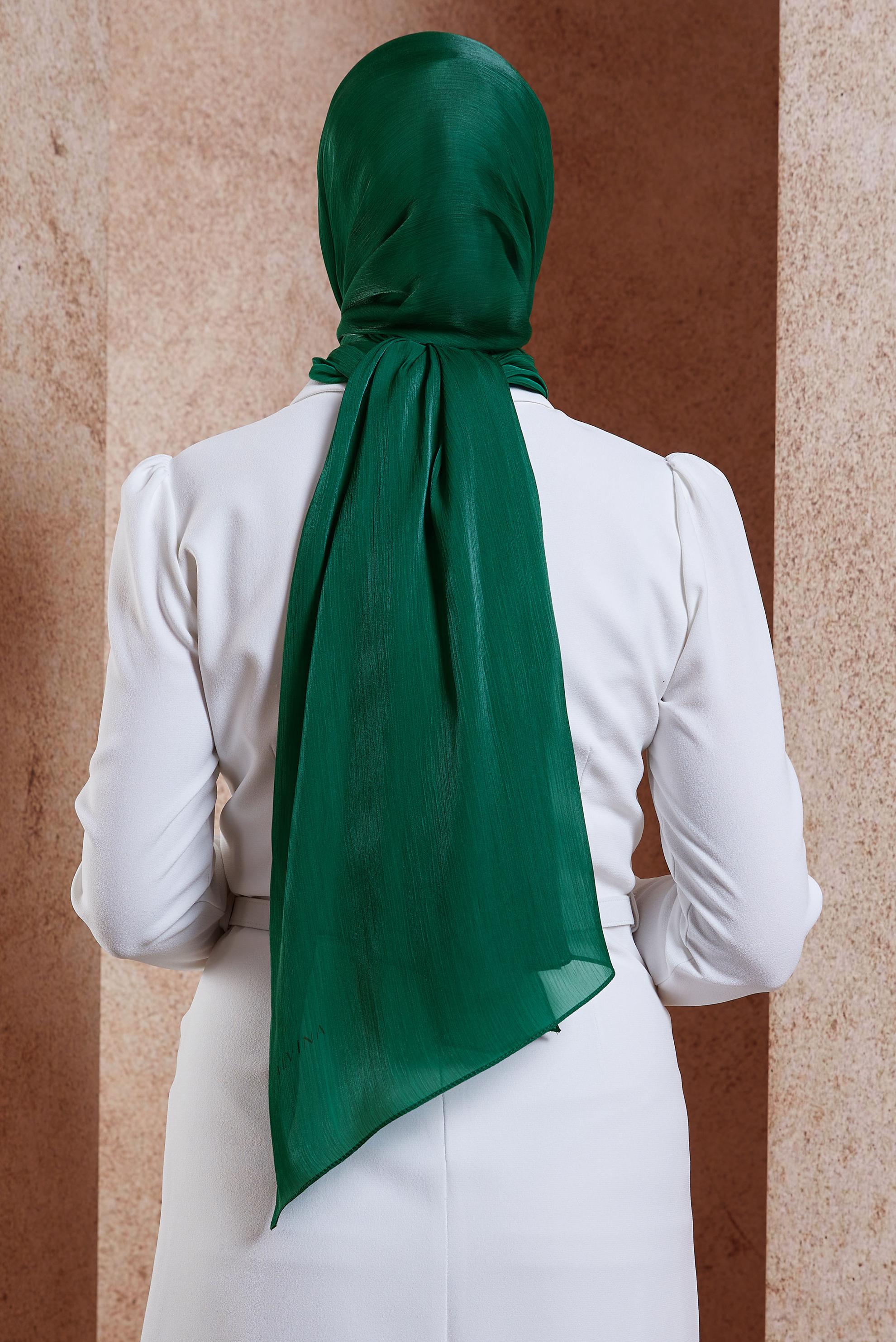 Tesettür giyim YEŞİL ALVİNA ABİYE ŞAL 8444