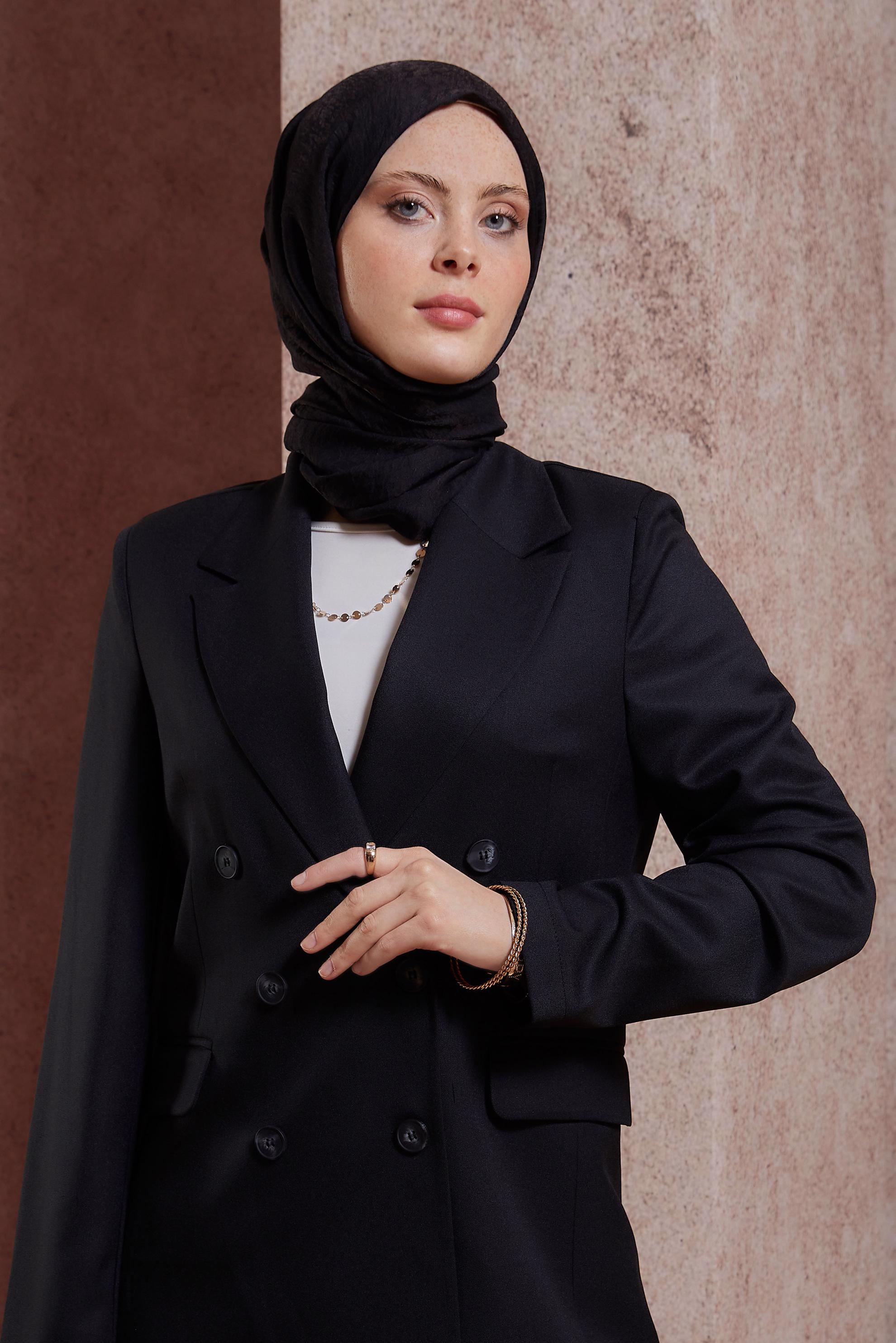 Tesettür giyim SİYAH ALVİNA JAKARLI ŞAL 8427