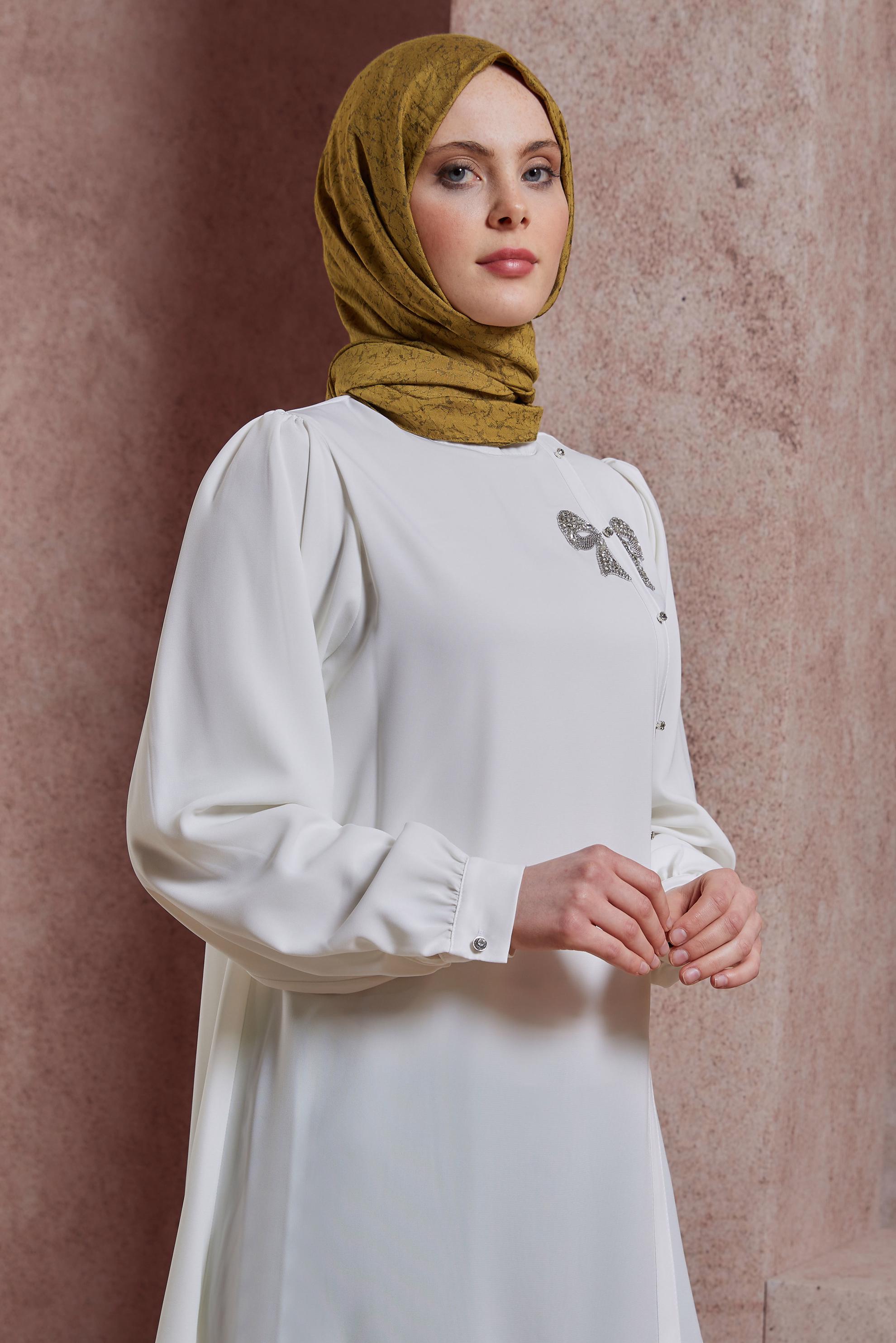 Tesettür giyim SARI ALVİNA JAKARLI ŞAL 8427