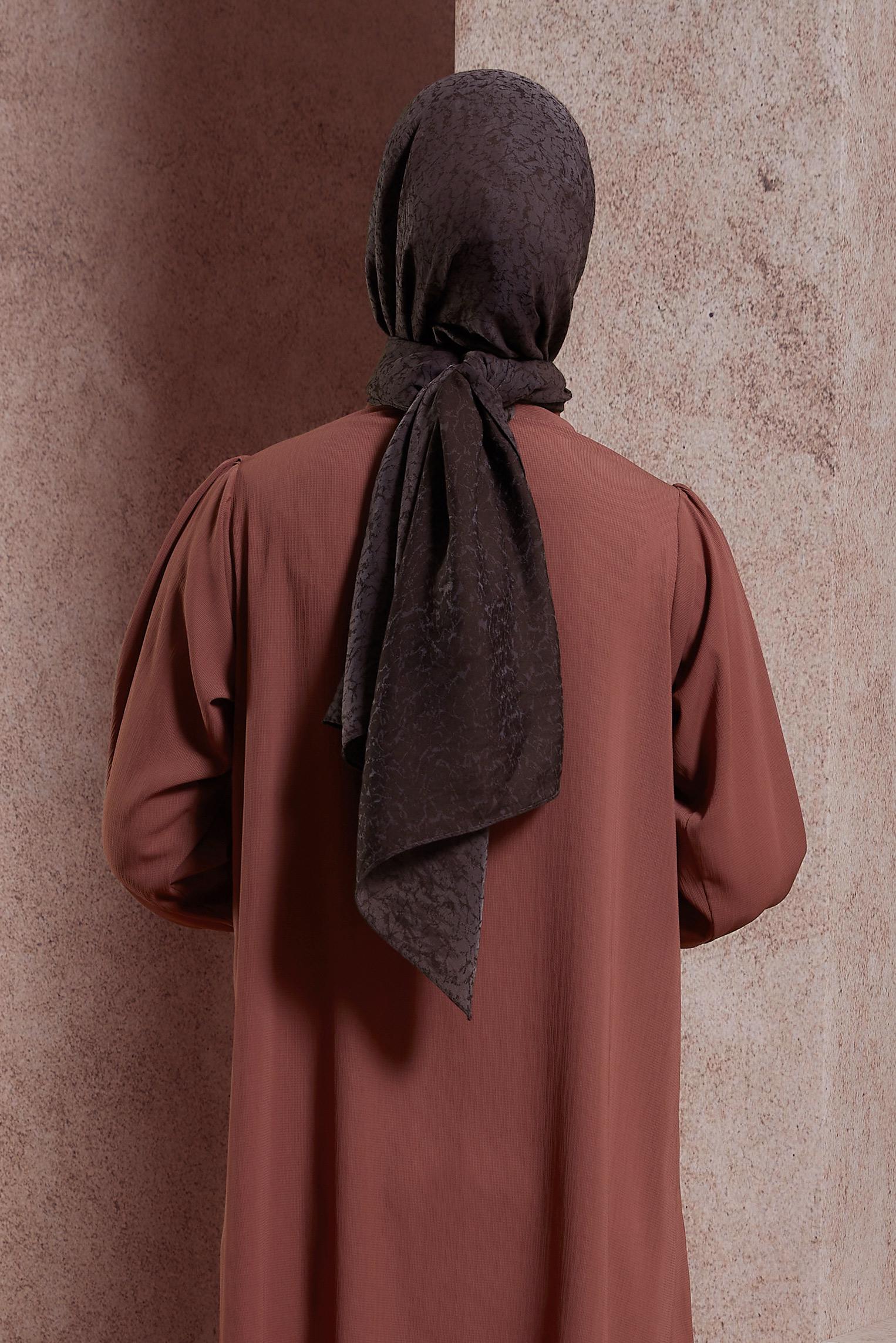 Tesettür giyim KAHVE ALVİNA JAKARLI ŞAL 8427