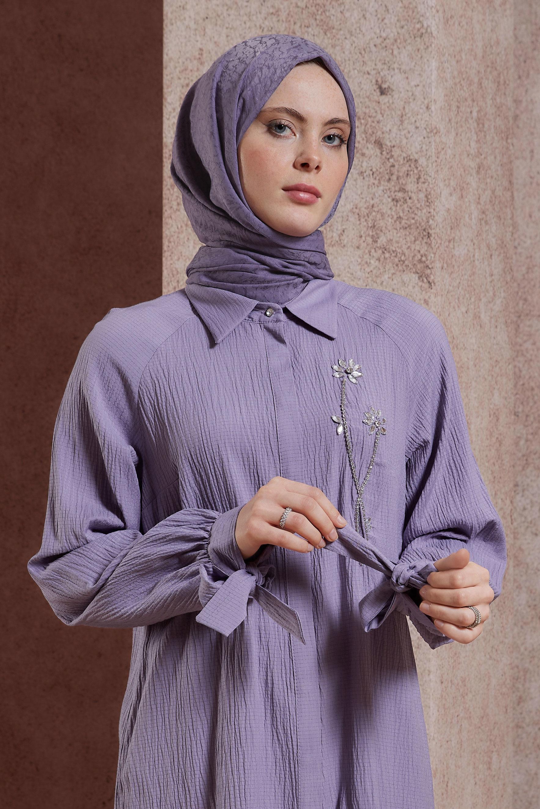 Tesettür giyim MOR ALVİNA JAKARLI ŞAL 8427