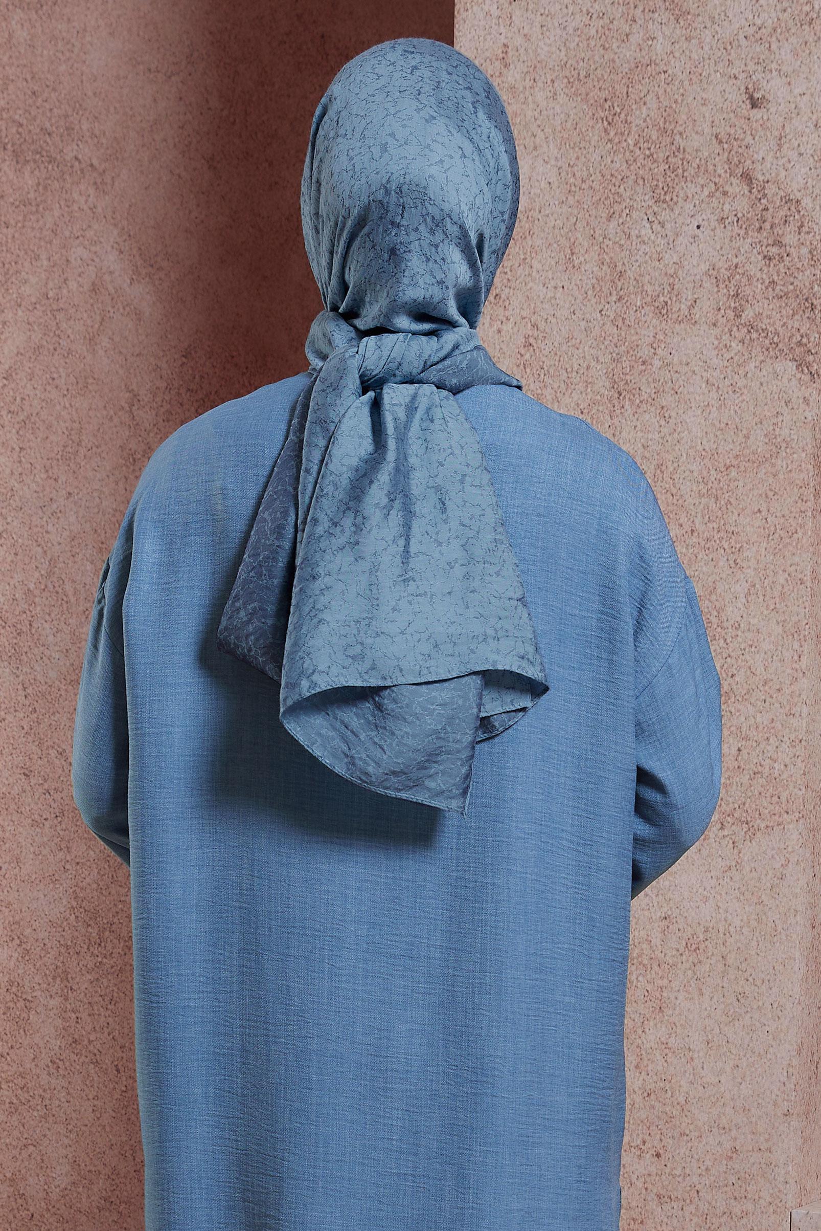 Tesettür giyim MAVİ ALVİNA JAKARLI ŞAL 8427