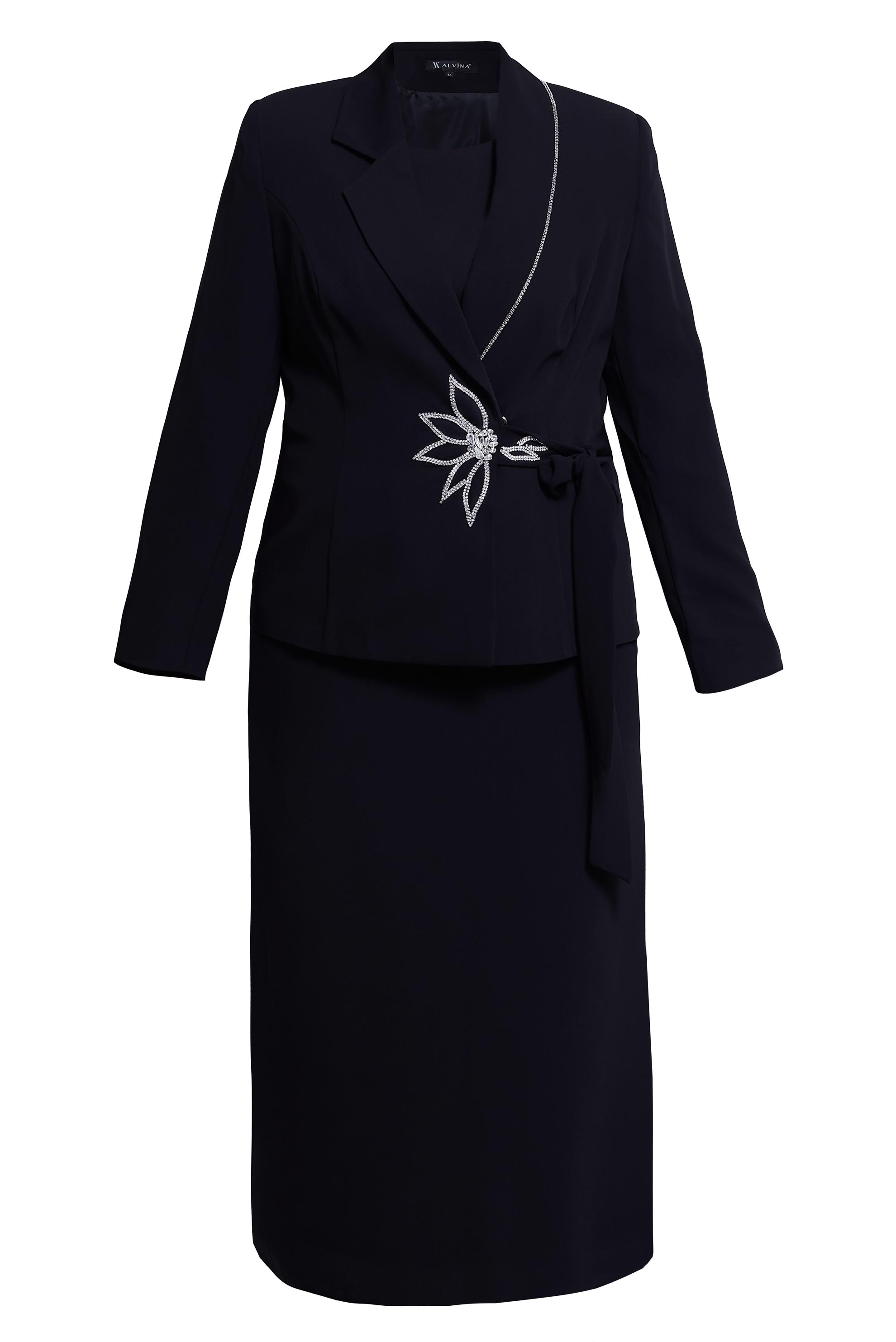 Hijab clothing BLACK SKIRTED SUIT WITH GEM DETAIL 30353