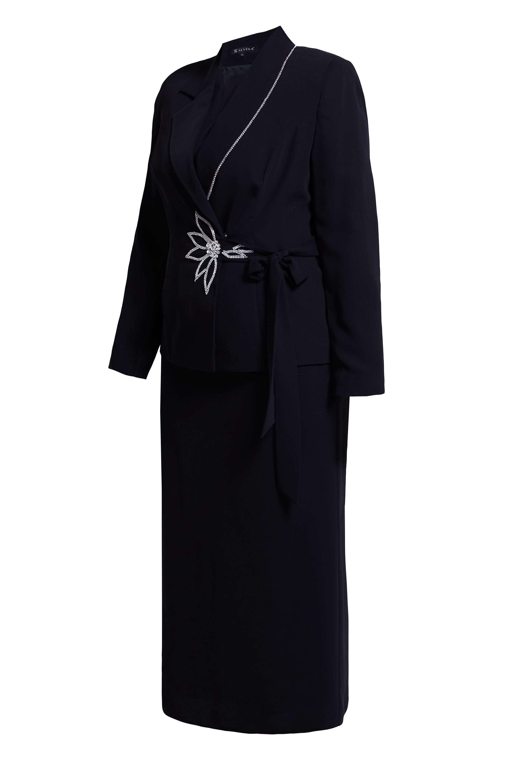 Hijab clothing BLACK SKIRTED SUIT WITH GEM DETAIL 30353