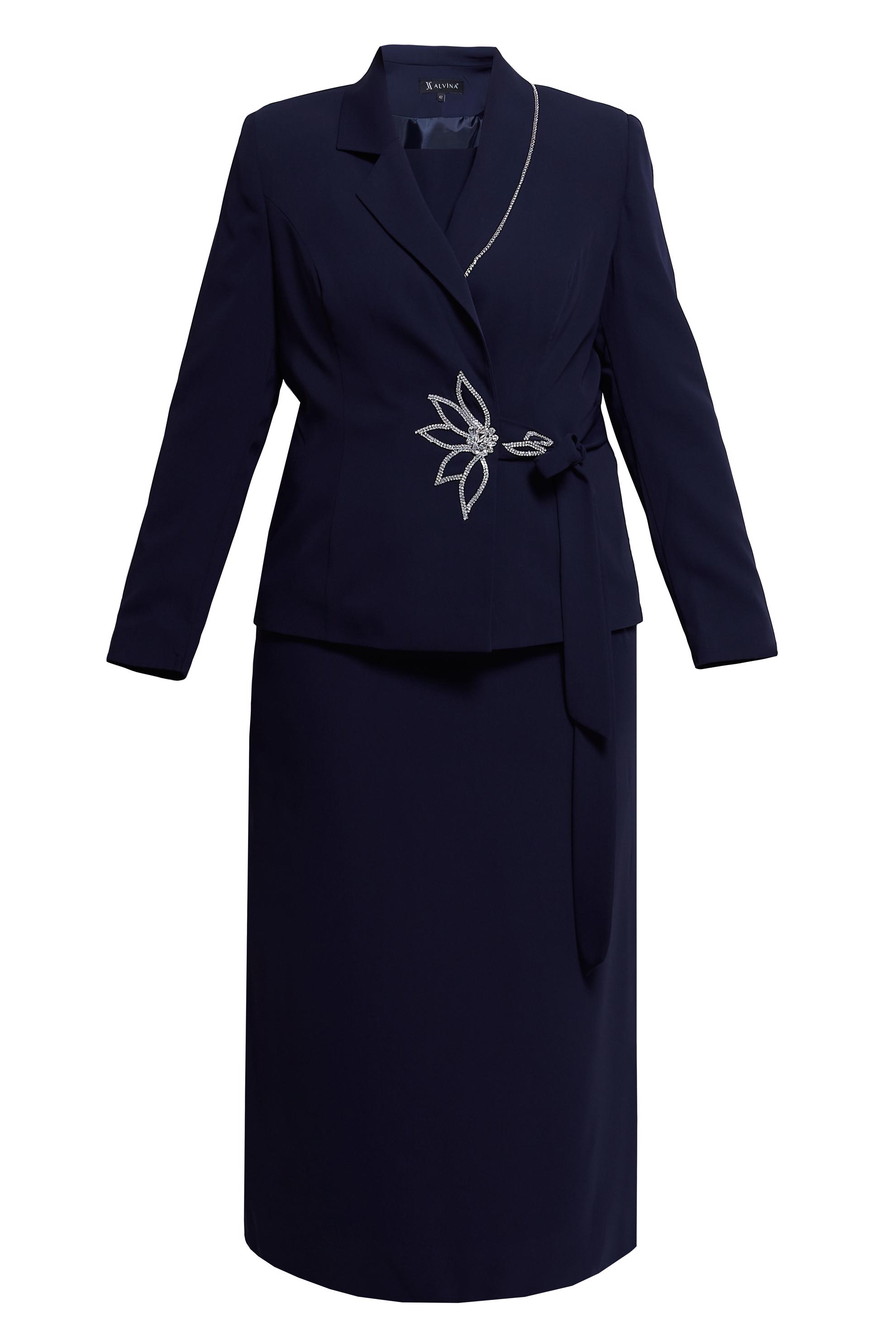 Hijab clothing NAVY BLUE SKIRTED SUIT WITH GEM DETAIL 30353
