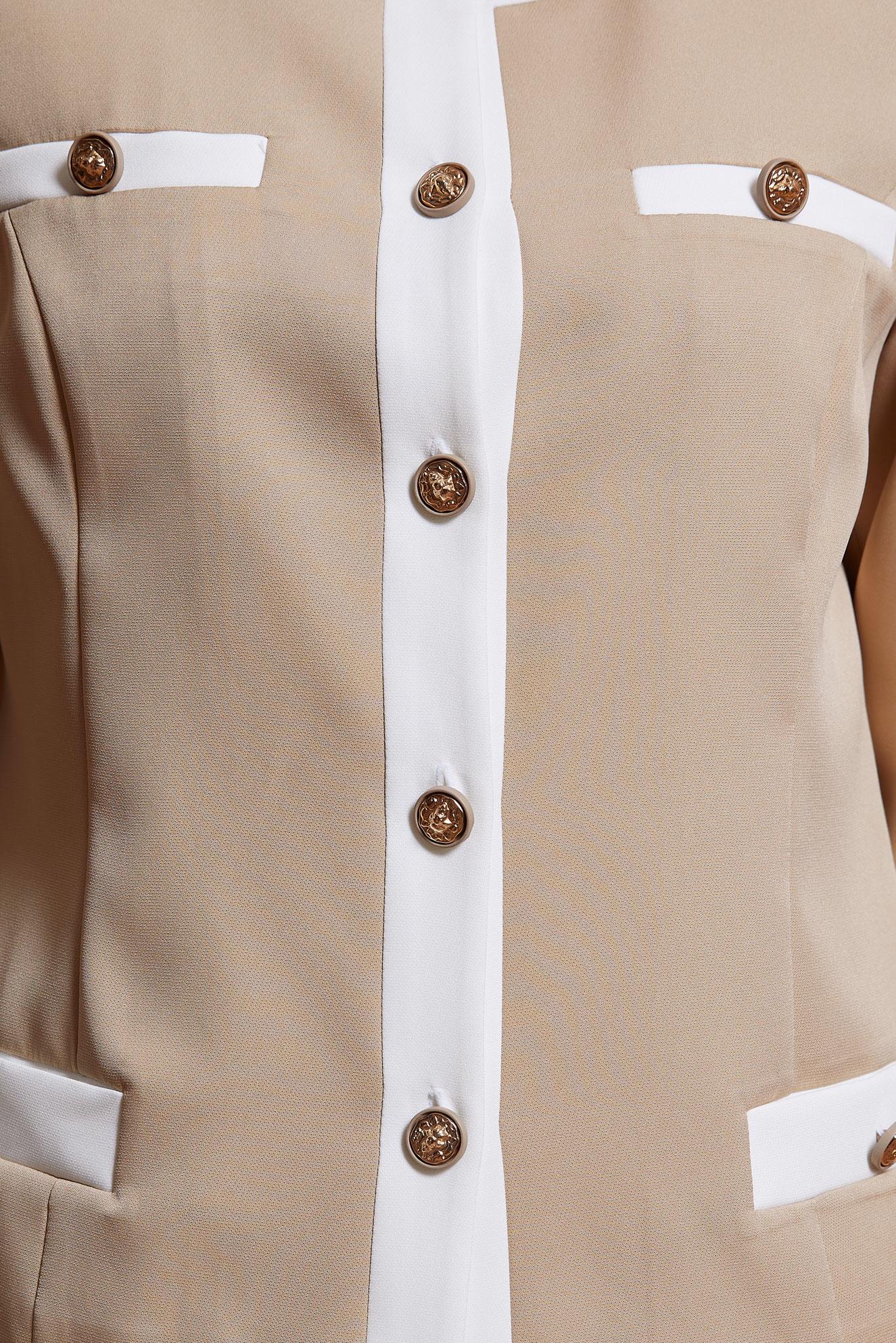 Tesettür giyim BEJ DÜĞME DETAYLI ETEKLİ TAKIM 30426