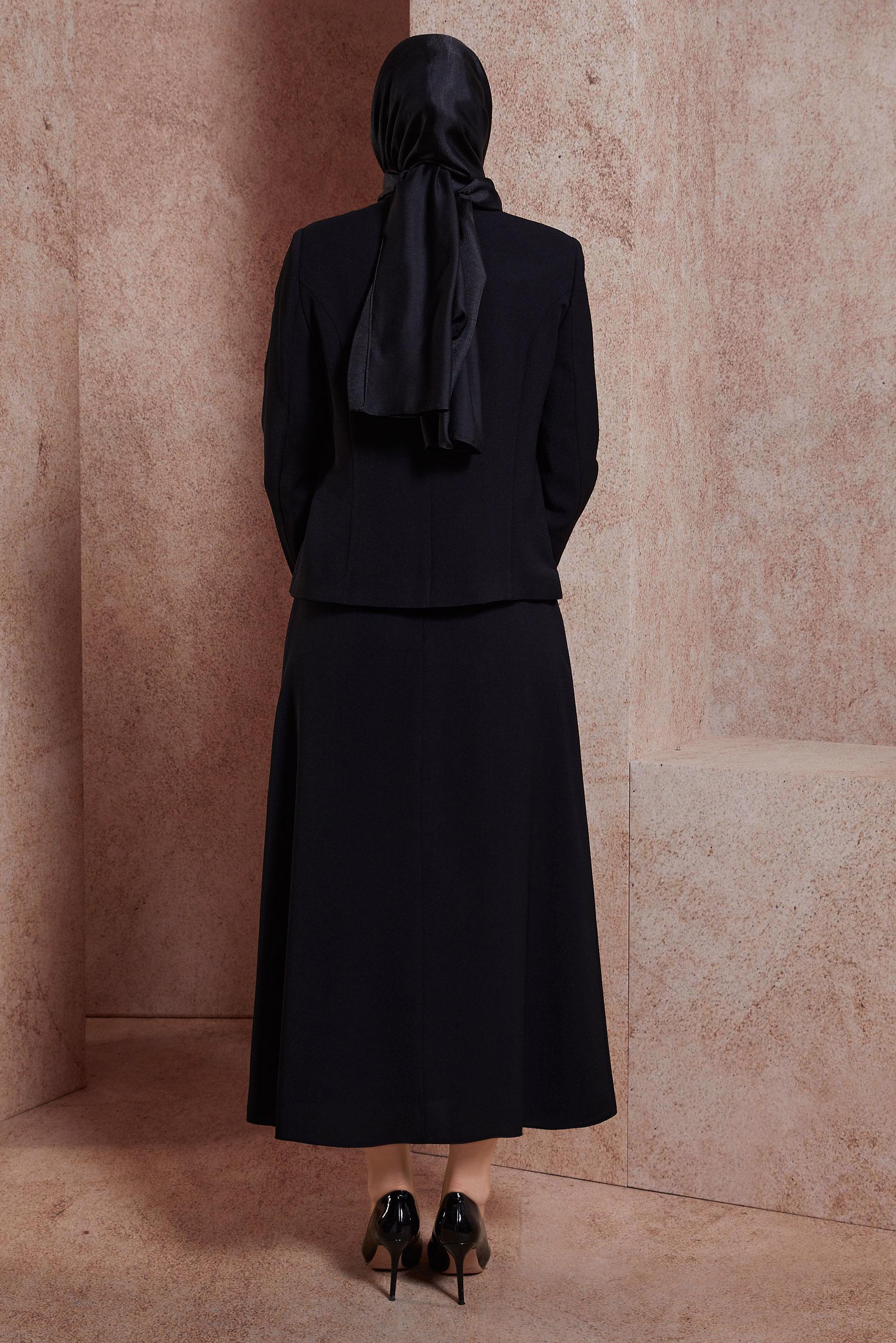 Tesettür giyim SİYAH DÜĞMELİ ETEKLİ TAKIM 30428