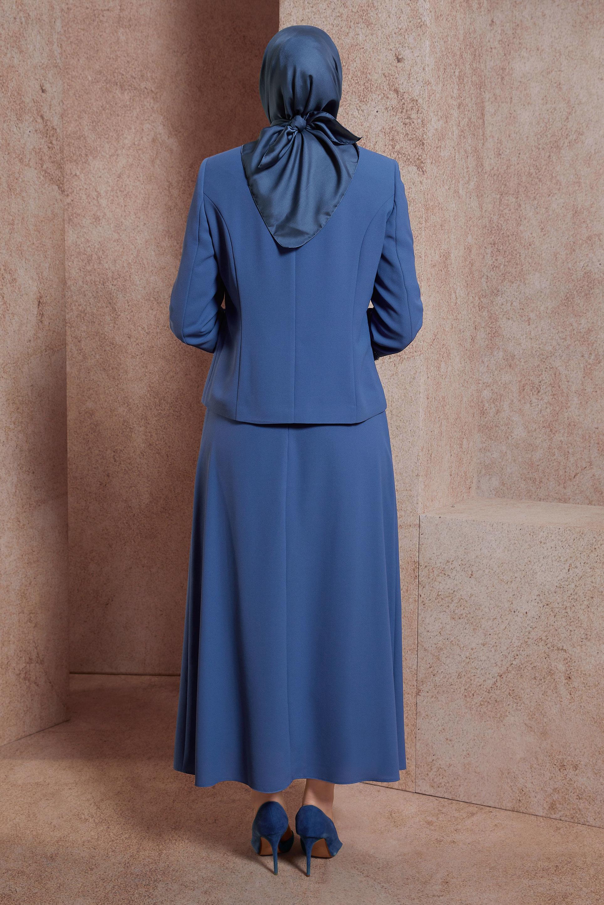 Tesettür giyim LACİVERT DÜĞMELİ ETEKLİ TAKIM 30428