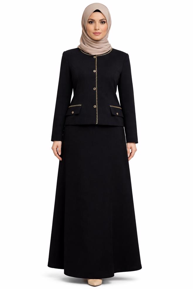 Hijab clothing BLACK PLUS SIZE SKIRTED SUIT 30430 - ALVİNA