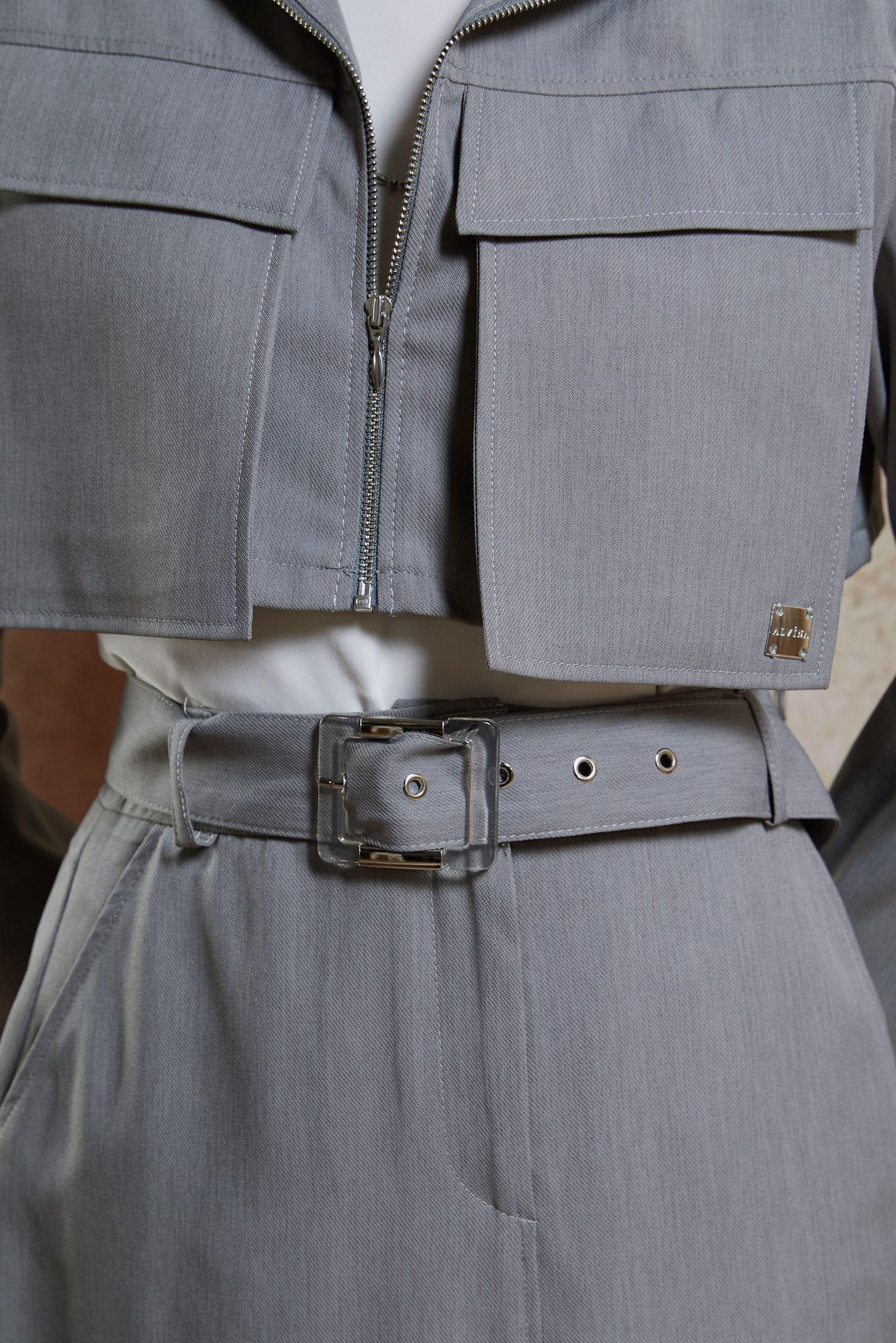 Tesettür giyim GRİ KEMERLİ CEKETLİ ETEKLİ TAKIM 44460