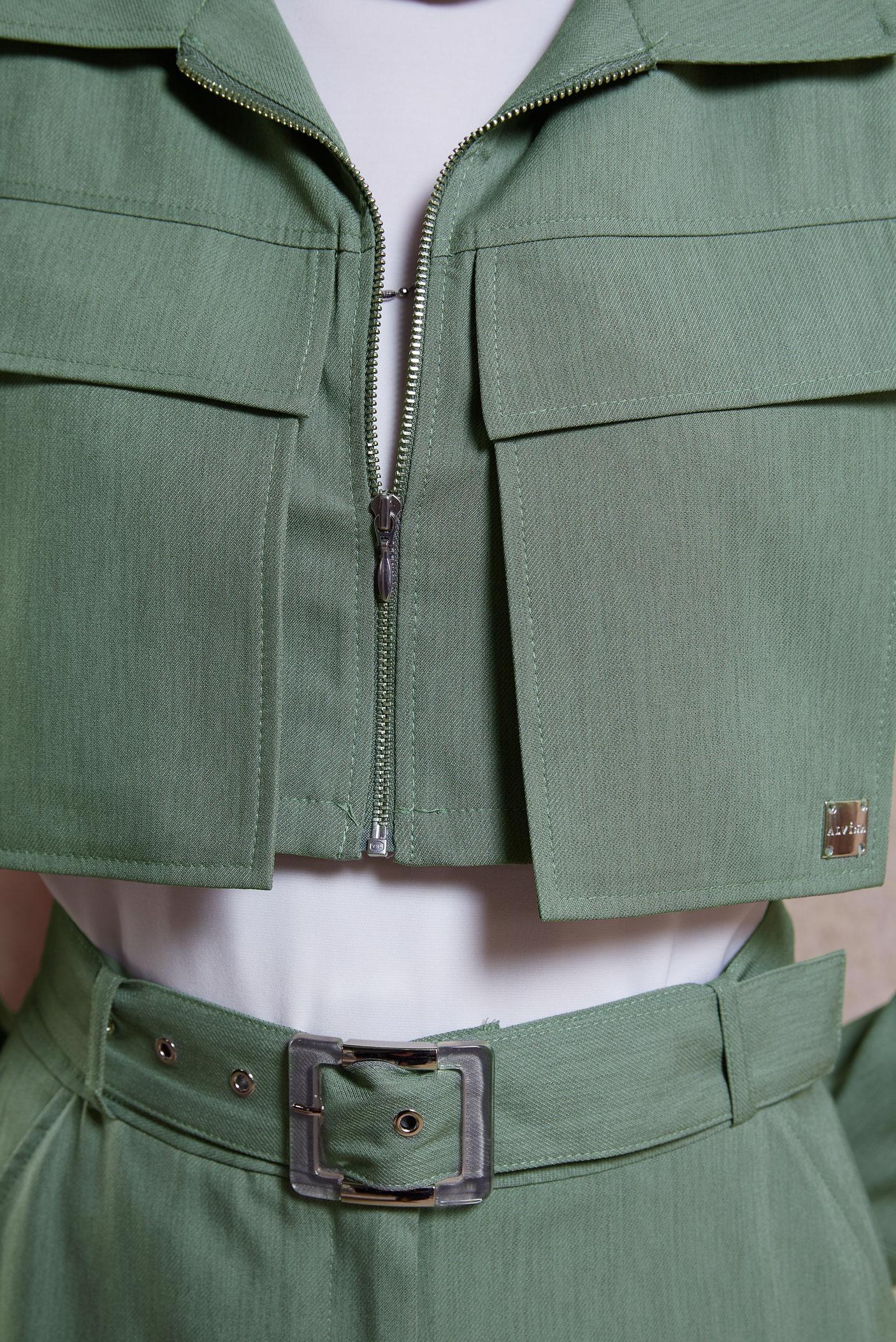 Tesettür giyim HAKİ KEMERLİ CEKETLİ ETEKLİ TAKIM 44460