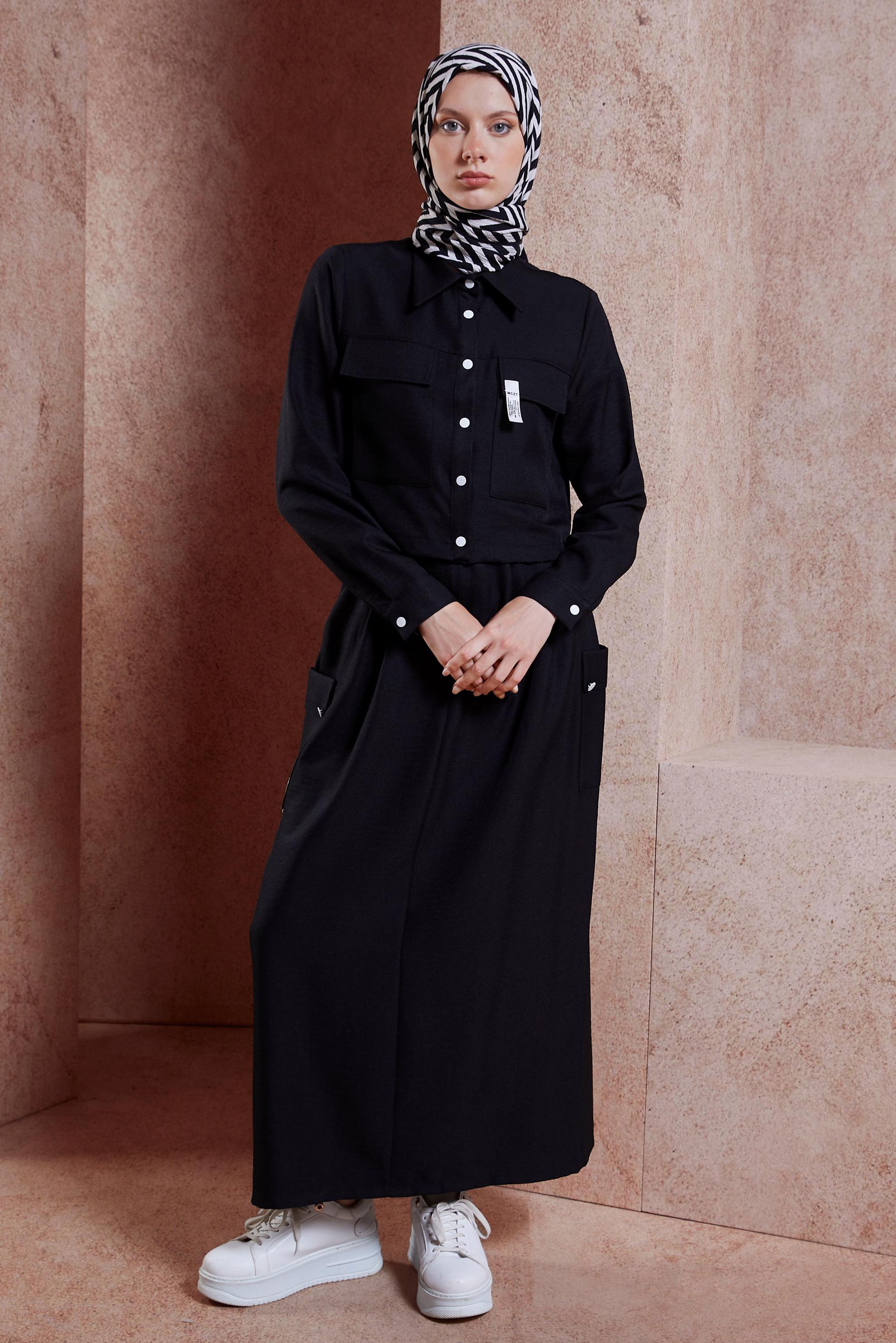 Vêtements hijab NOIR COSTUME À JUPE CEINTURE 44495