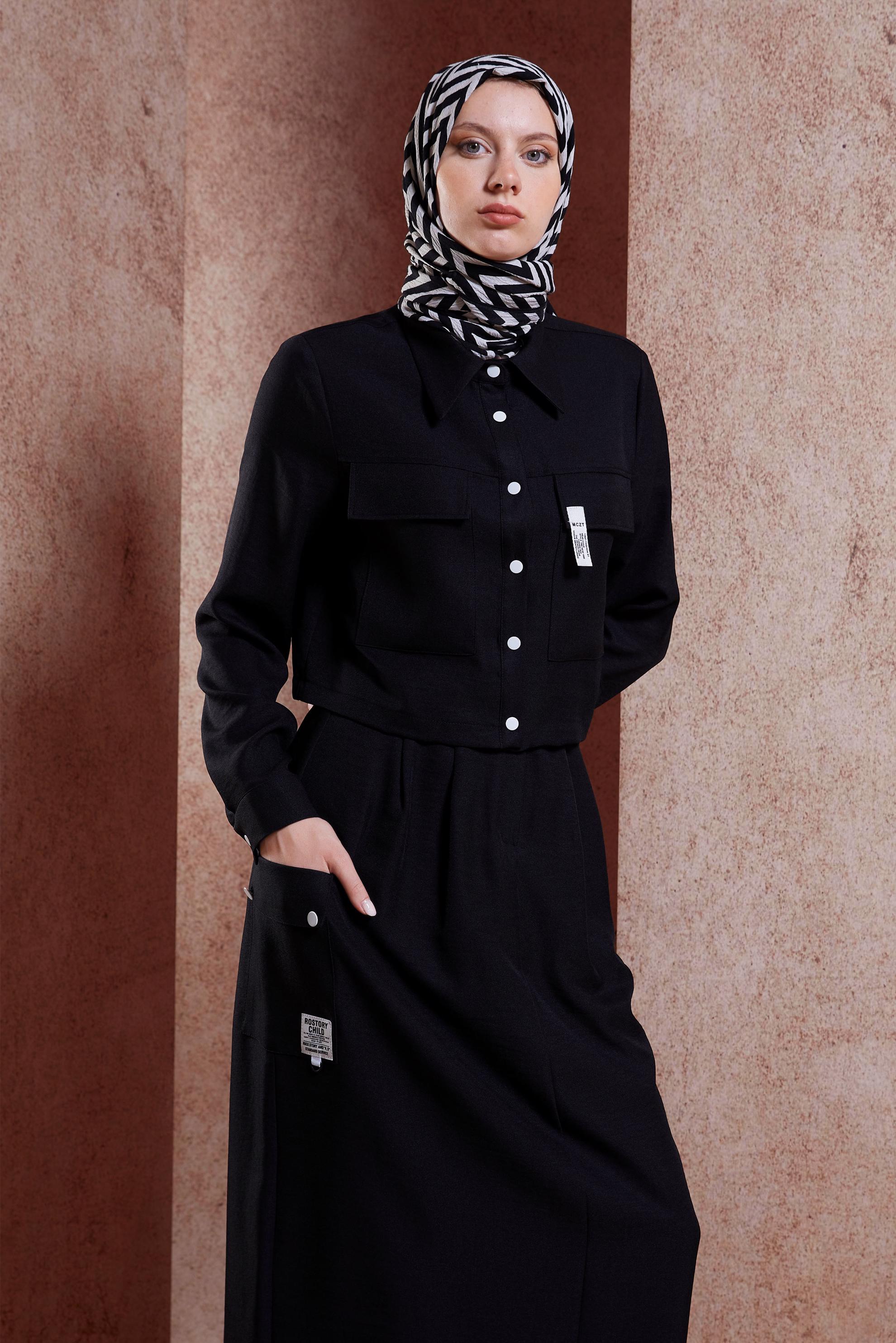 Vêtements hijab NOIR COSTUME À JUPE CEINTURE 44495