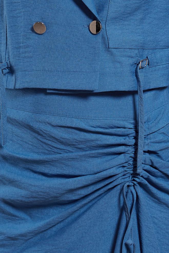 Tesettür giyim LACİVERT BÜZGÜ DETAYLI ETEKLİ TAKIM 44505 - ALVİNA