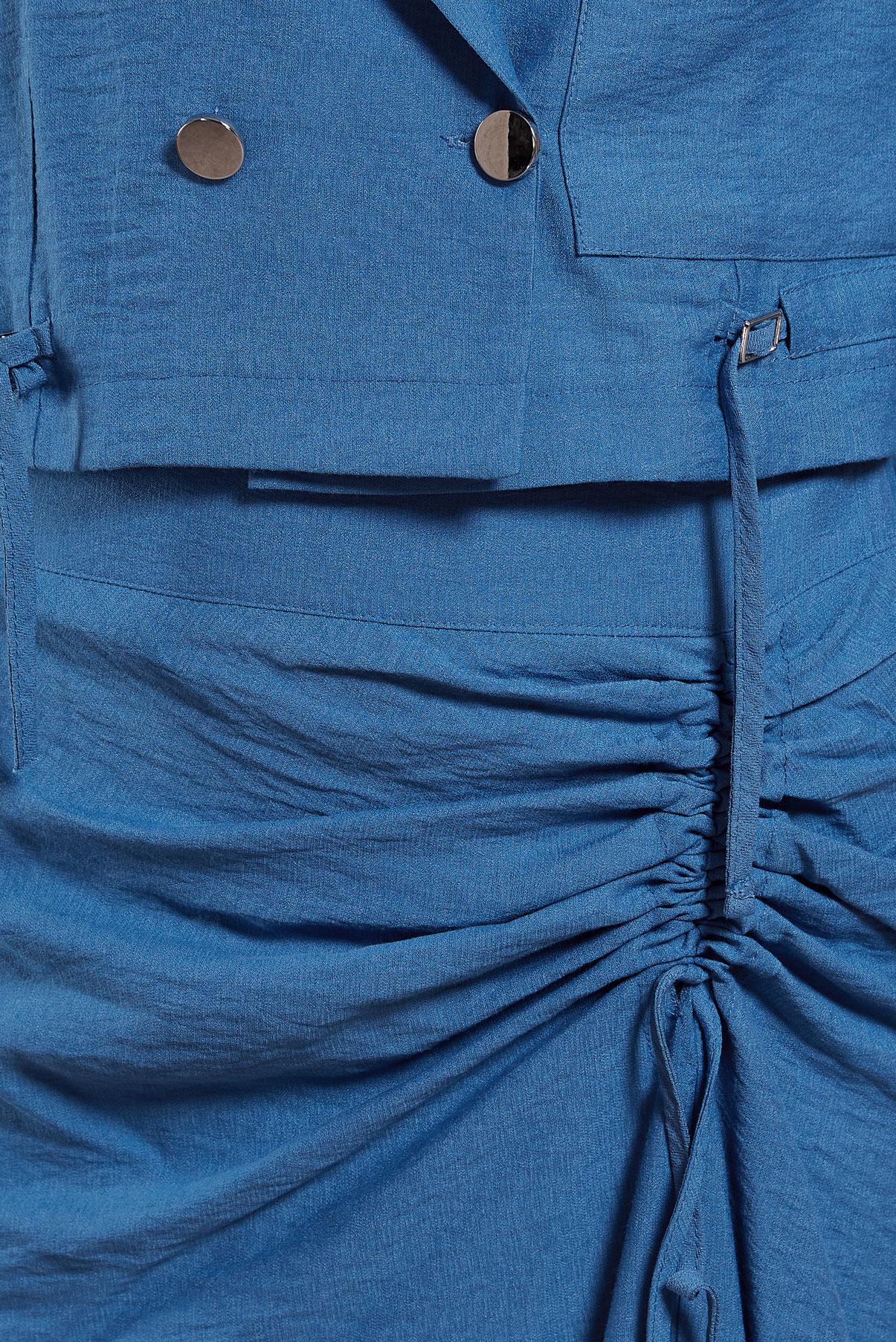 Tesettür giyim LACİVERT BÜZGÜ DETAYLI ETEKLİ TAKIM 44505