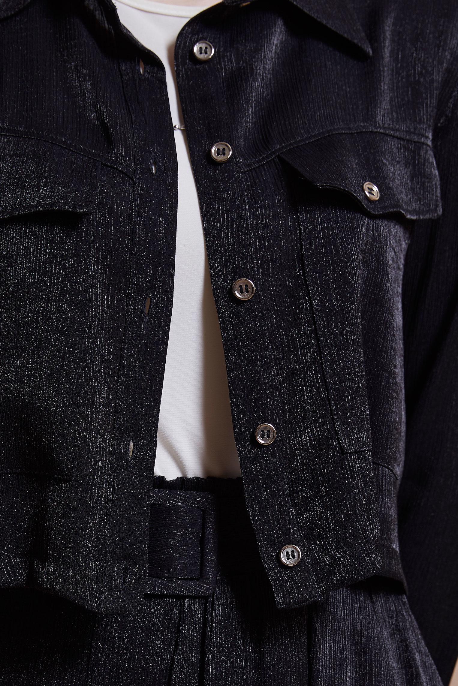 Tesettür giyim SİYAH ETEKLİ SATEN DOKULU BÜRÜMCÜK TAKIM 44567