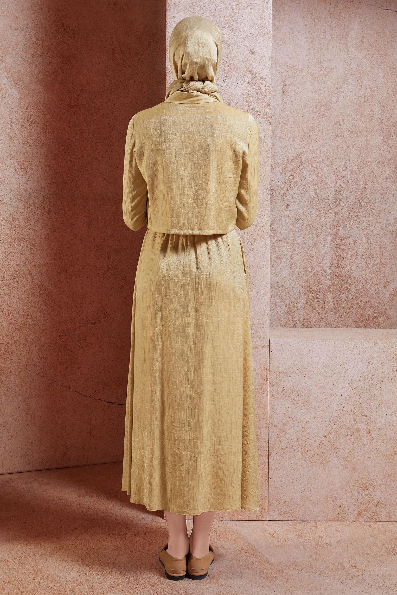 Tesettür giyim KAHVE ETEKLİ BÜRÜMCÜK TAKIM 44567-1