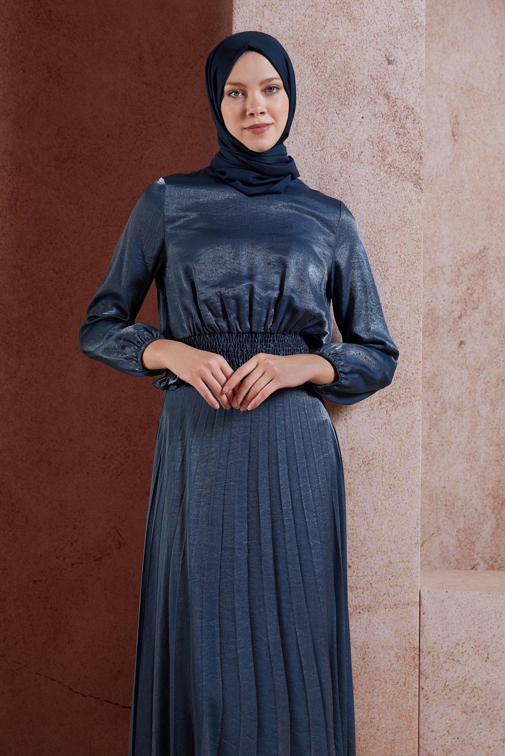 Tesettür giyim LACİVERT GİPELİ ETEKLİ TESETTÜR TAKIM 44716