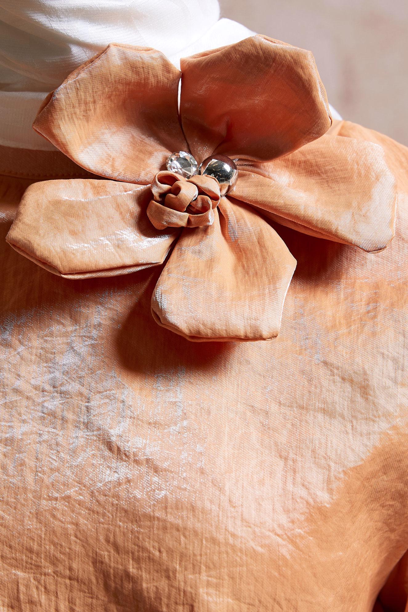 Tesettür giyim TURUNCU AKSESUAR DETAYLI ETEKLİ TAKIM 44717