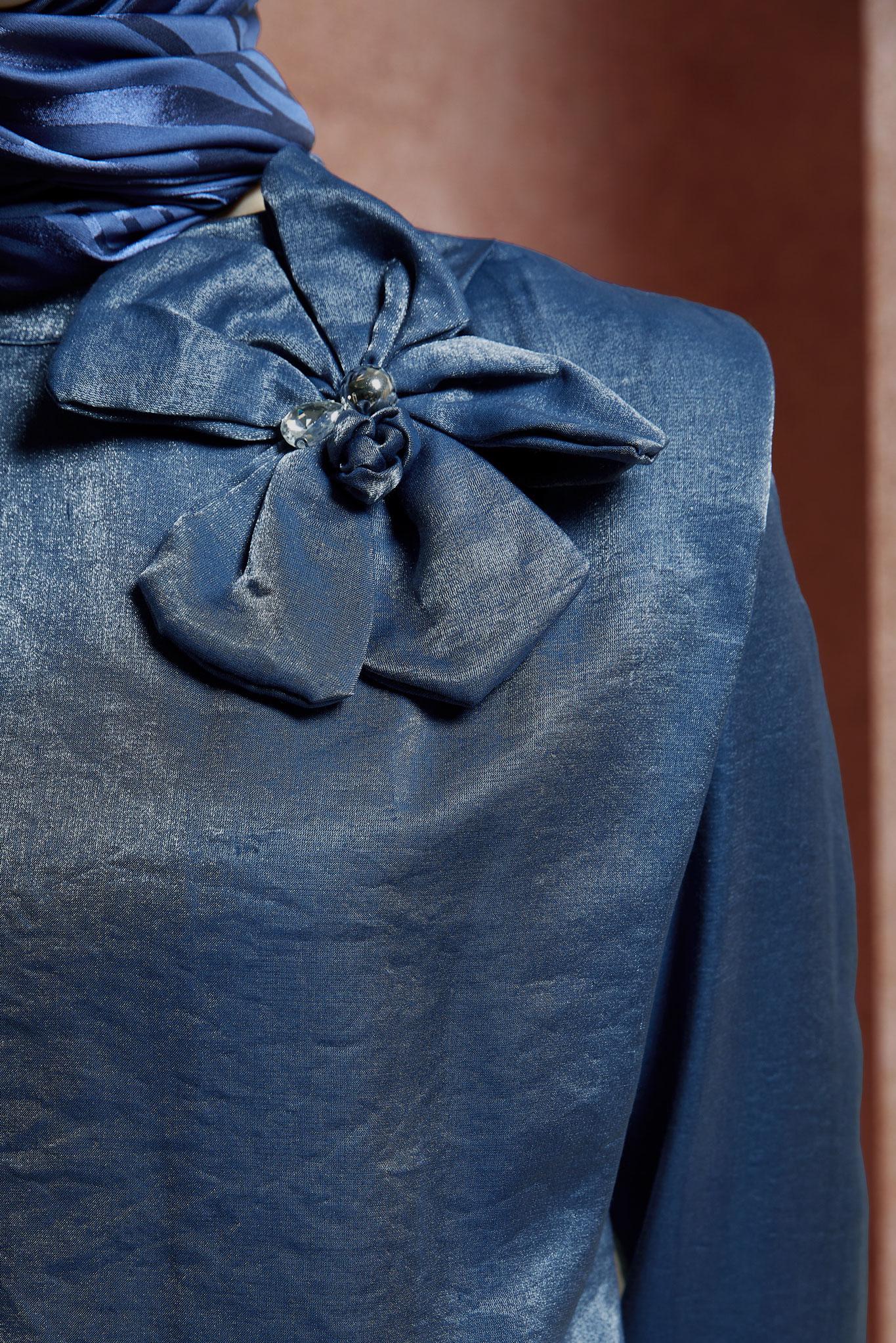 Tesettür giyim LACİVERT AKSESUAR DETAYLI ETEKLİ TAKIM 44717