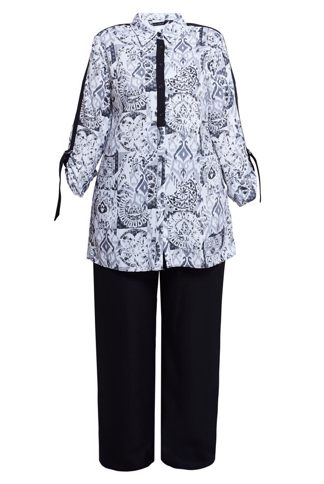 Vêtements hijab NOIR COSTUME PANTALON À MOTIFS GRANDES TAILLES 20516 - ALVİNA