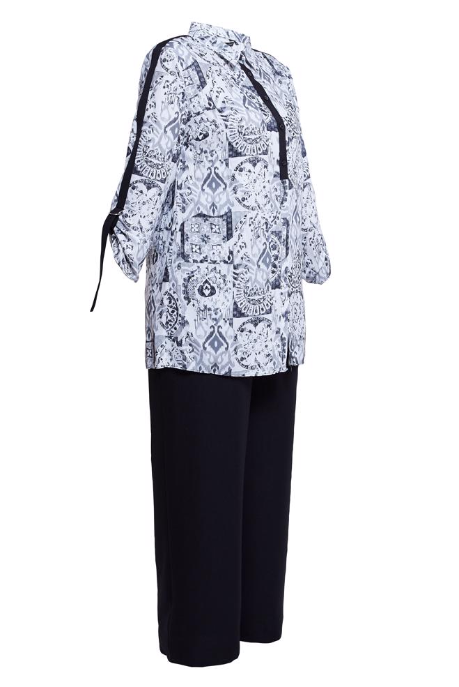 Vêtements hijab NOIR COSTUME PANTALON À MOTIFS GRANDES TAILLES 20516 - ALVİNA