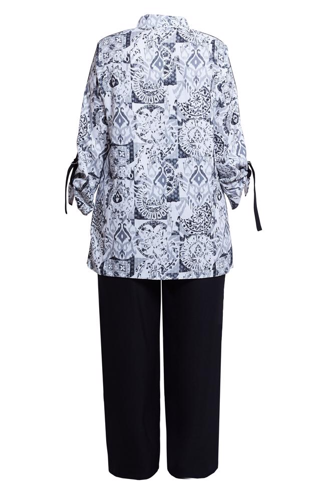 Vêtements hijab NOIR COSTUME PANTALON À MOTIFS GRANDES TAILLES 20516 - ALVİNA