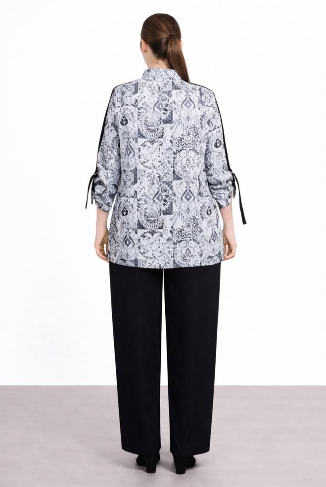 Vêtements hijab NOIR COSTUME PANTALON À MOTIFS GRANDES TAILLES 20516 - ALVİNA