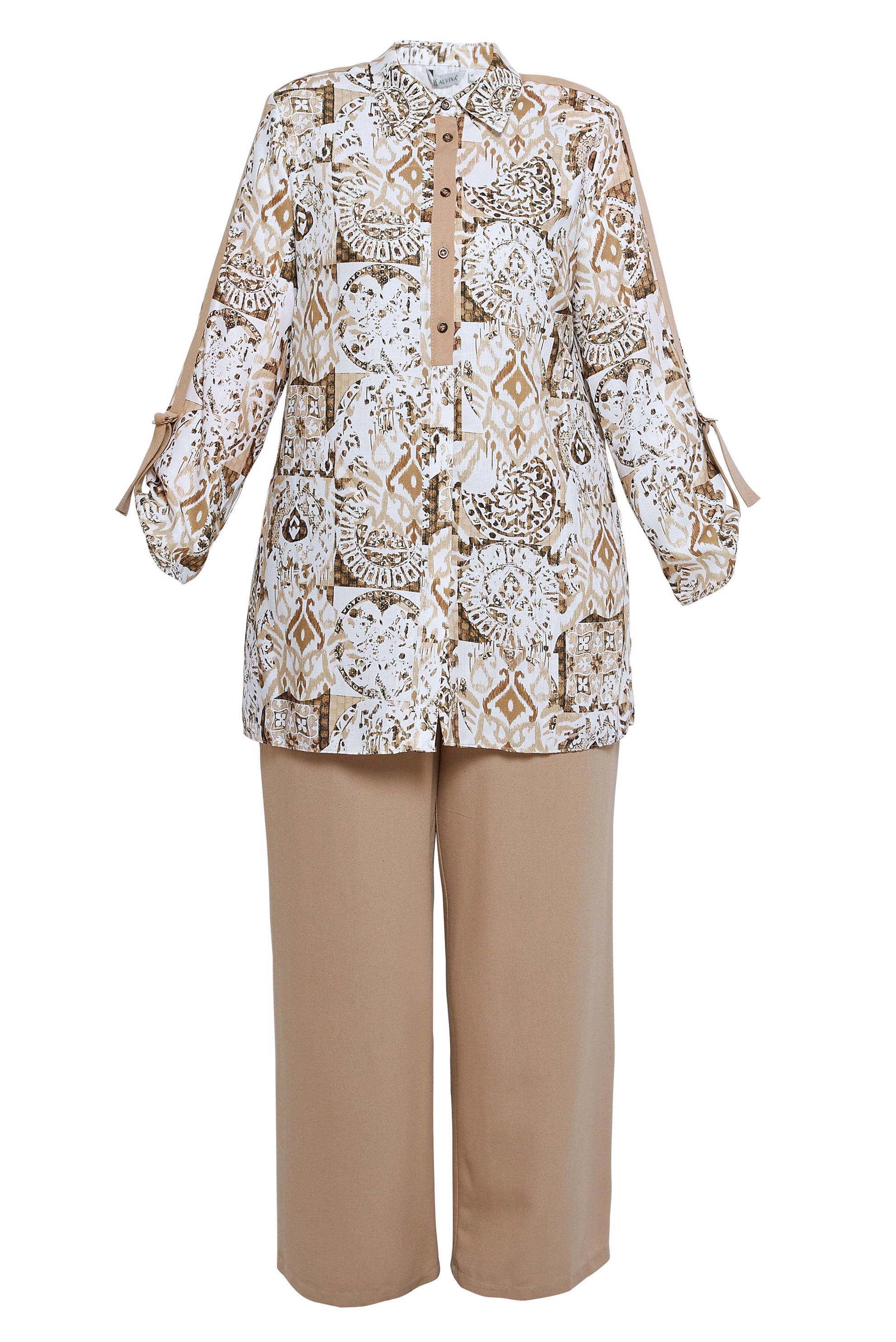 Vêtements hijab JAUNE COSTUME PANTALON À MOTIFS GRANDES TAILLES 20516