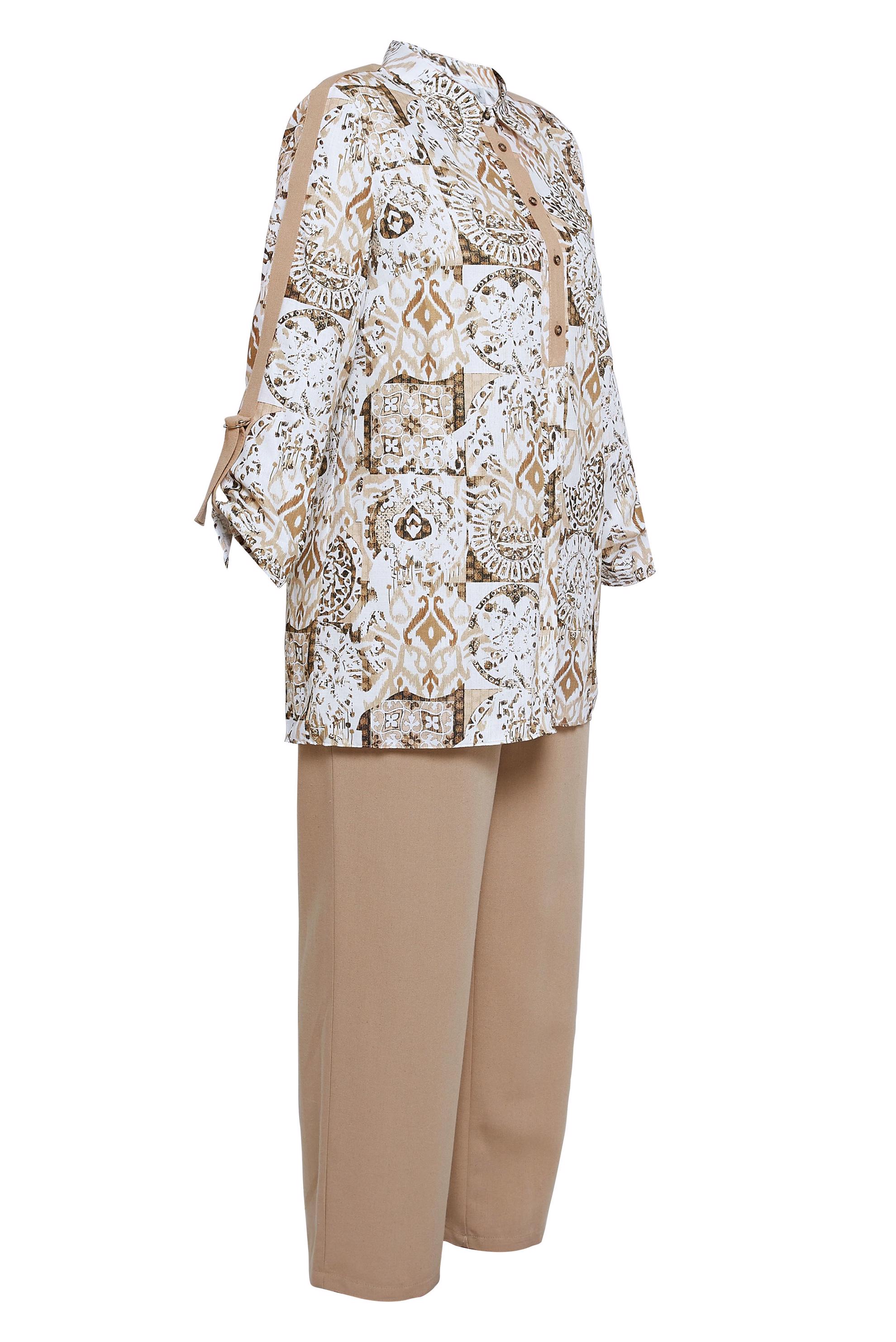 Vêtements hijab JAUNE COSTUME PANTALON À MOTIFS GRANDES TAILLES 20516