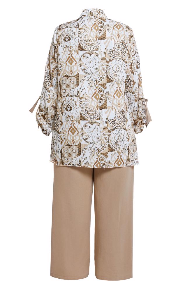 Vêtements hijab JAUNE COSTUME PANTALON À MOTIFS GRANDES TAILLES 20516 - ALVİNA