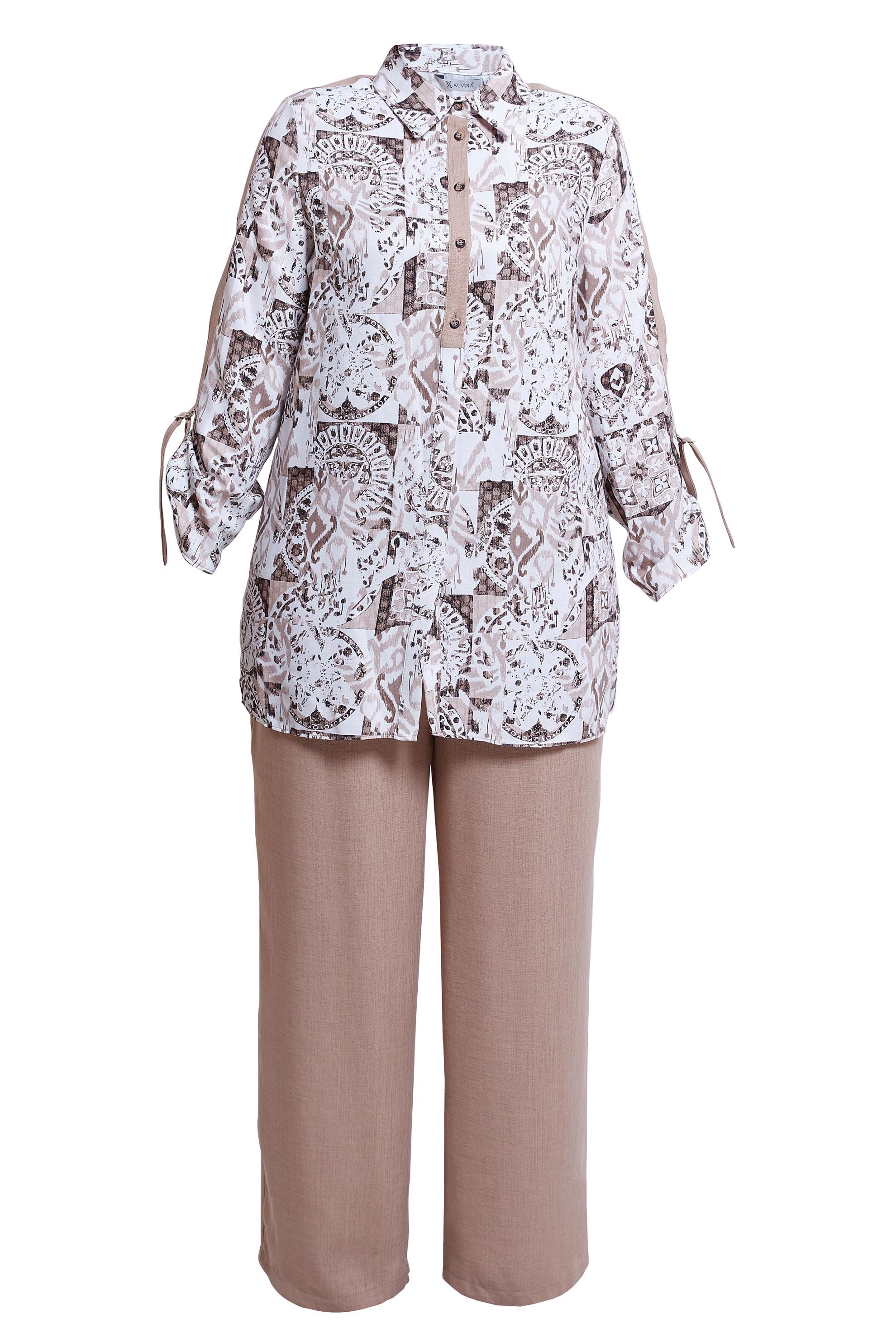 Vêtements hijab BRUN COSTUME PANTALON À MOTIFS GRANDES TAILLES 20516