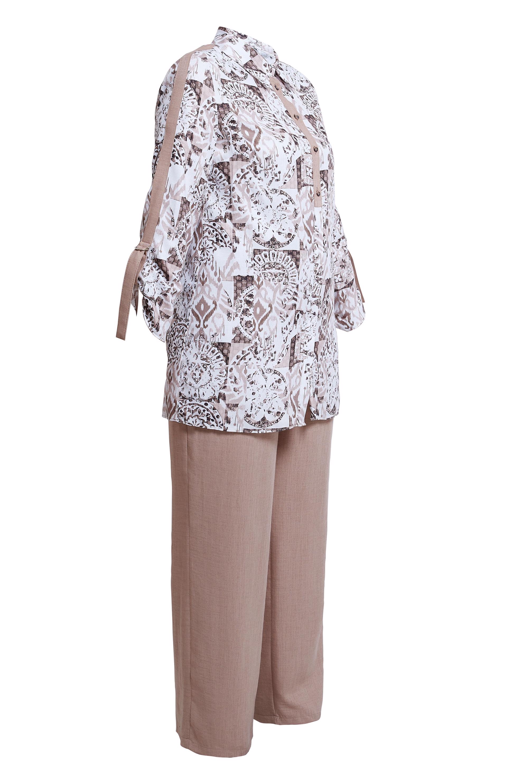 Vêtements hijab BRUN COSTUME PANTALON À MOTIFS GRANDES TAILLES 20516