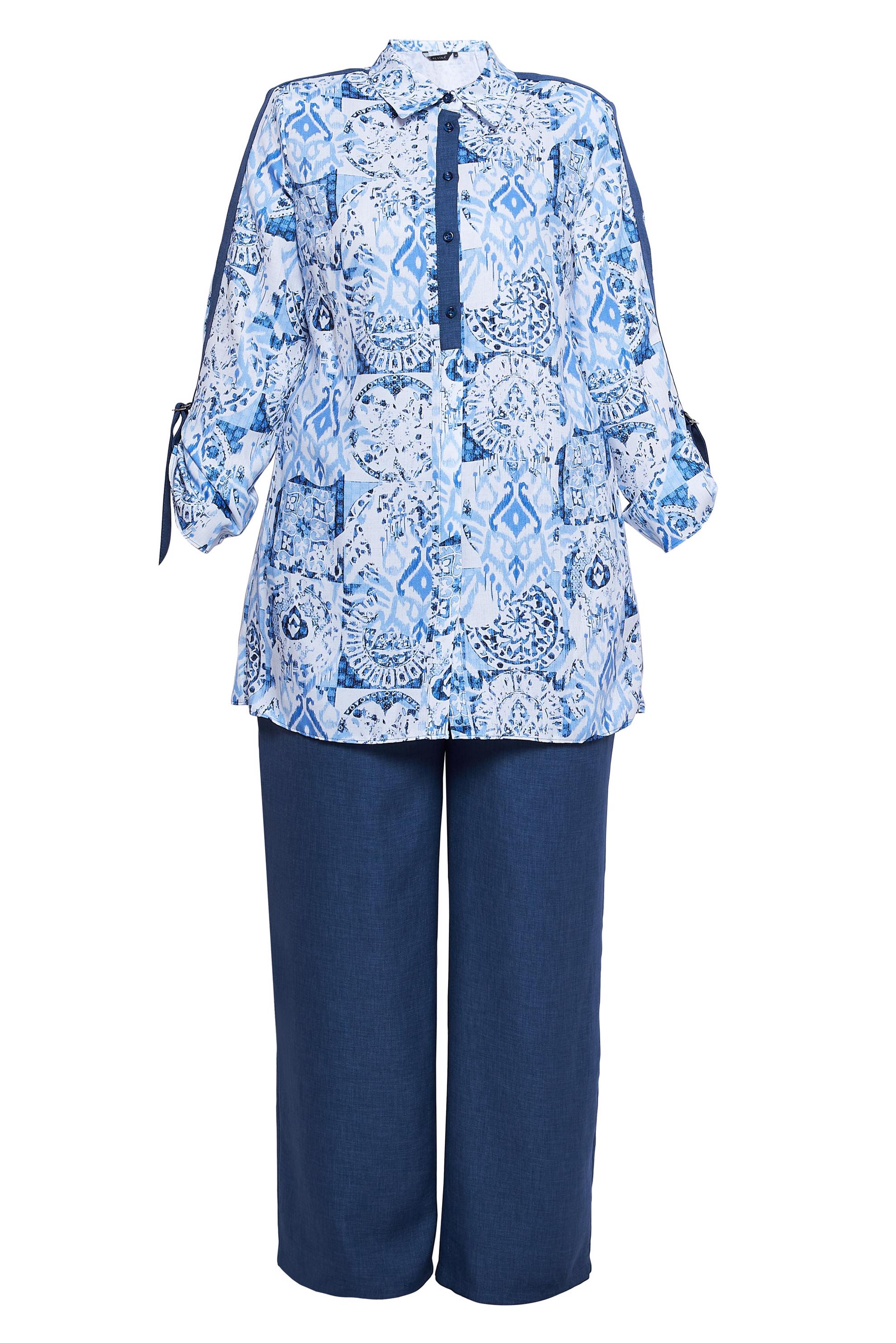 Vêtements hijab BLEU MARINE COSTUME PANTALON À MOTIFS GRANDES TAILLES 20516