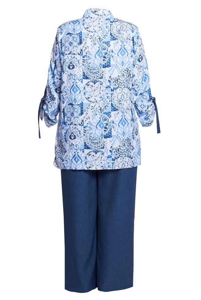 Vêtements hijab BLEU MARINE COSTUME PANTALON À MOTIFS GRANDES TAILLES 20516 - ALVİNA