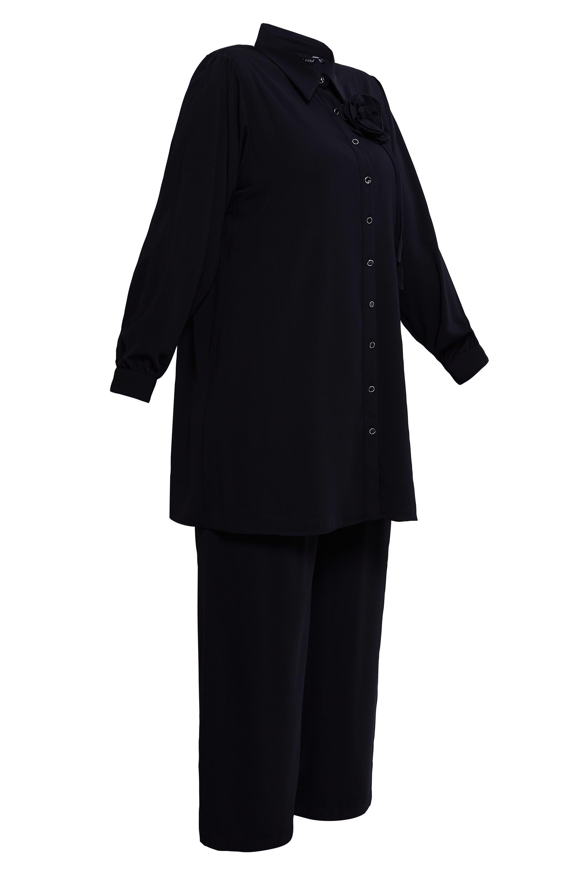 Hijab clothing BLACK PLUS SIZE PANTS SUIT 20519
