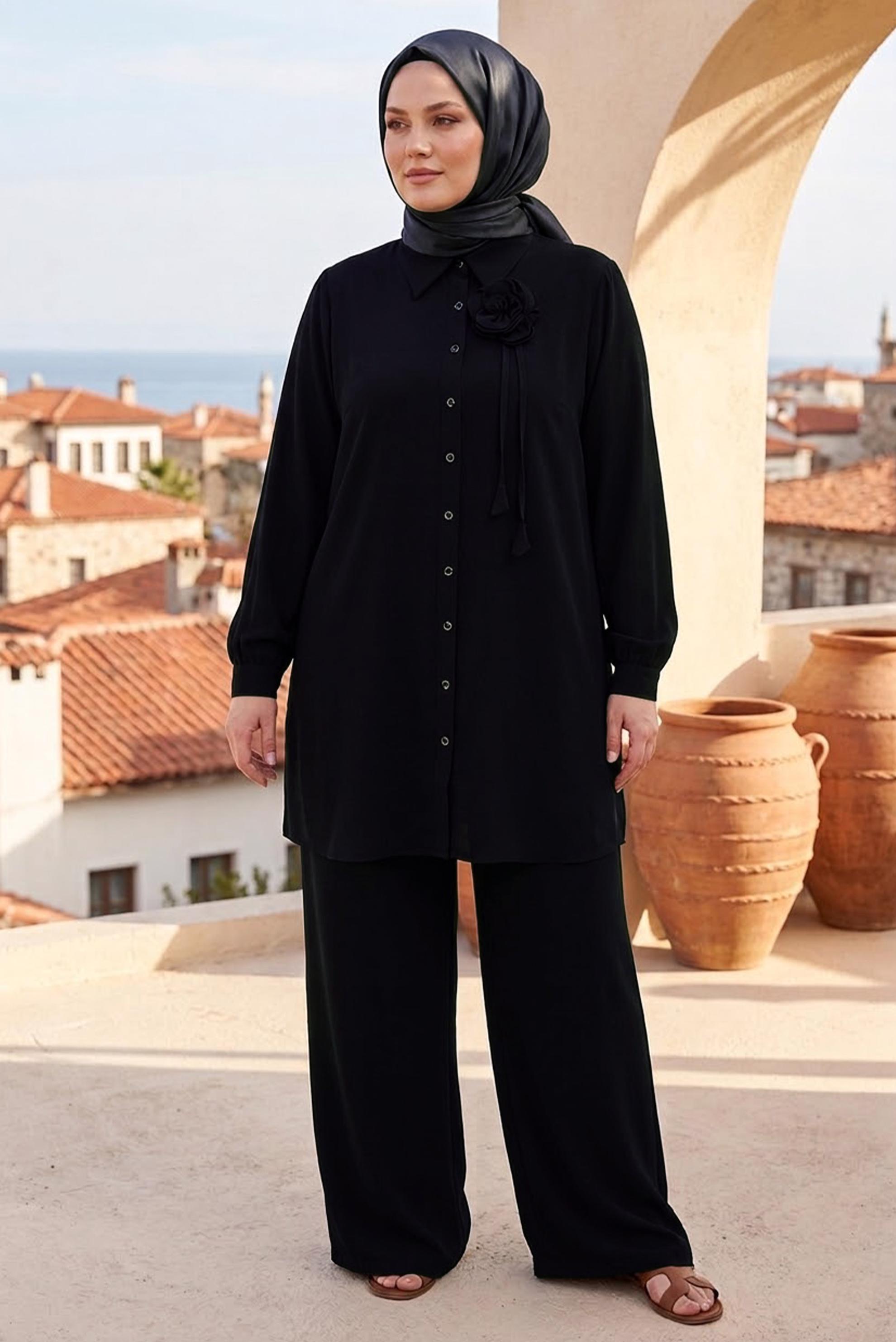 Hijab clothing BLACK PLUS SIZE PANTSUIT 20519