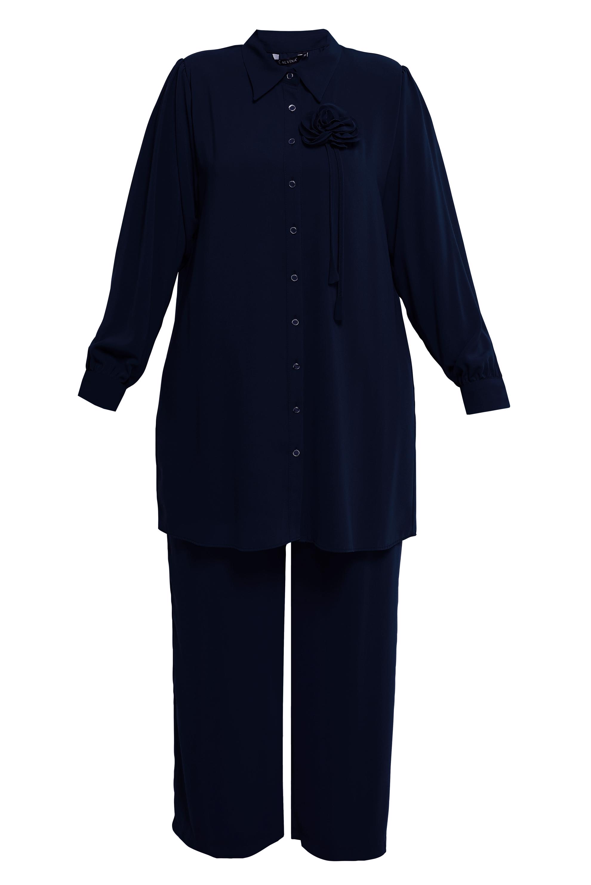 Tesettür giyim LACİVERT BÜYÜK BEDEN PANTOLONLU TAKIM 20519