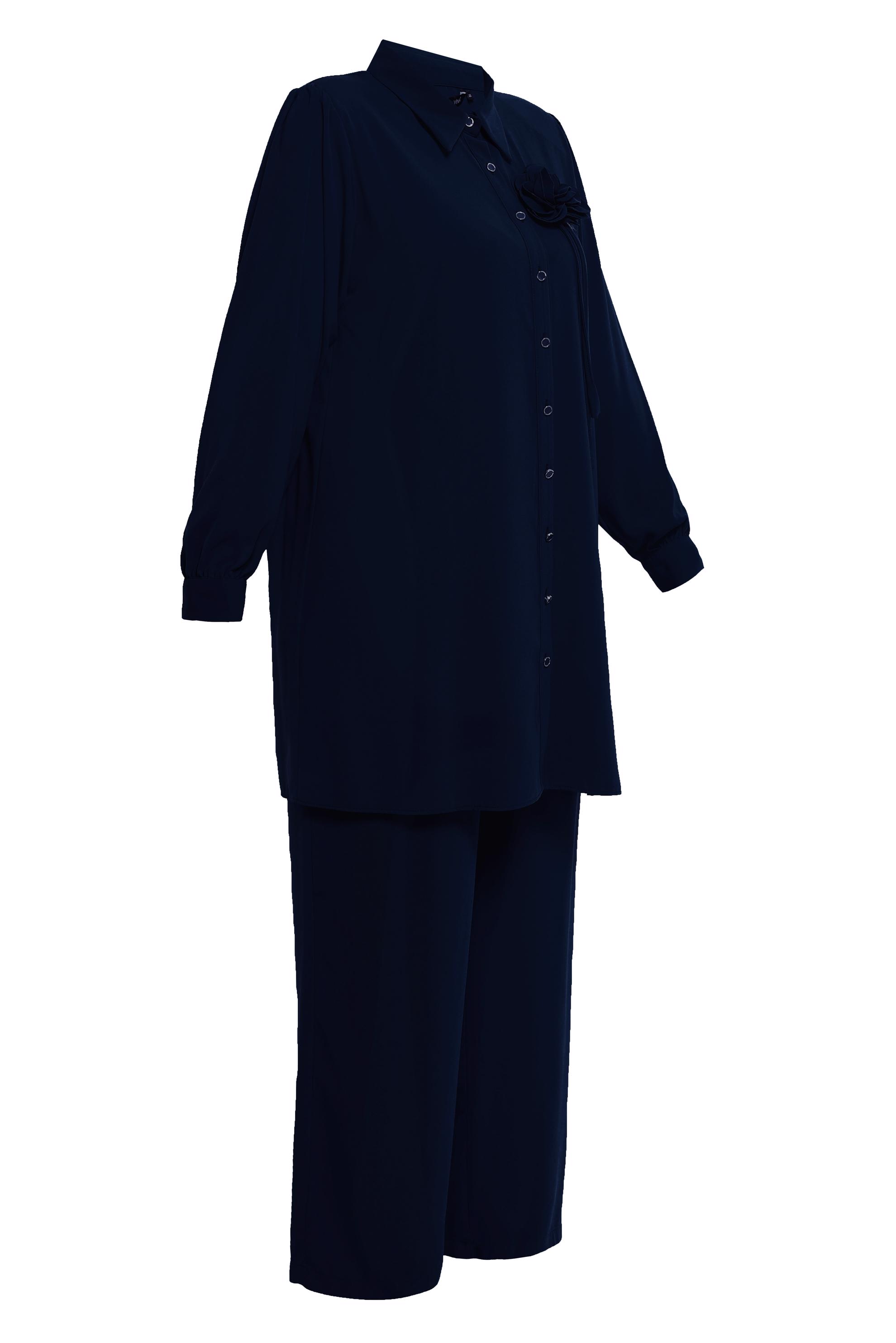 Tesettür giyim LACİVERT BÜYÜK BEDEN PANTOLONLU TAKIM 20519