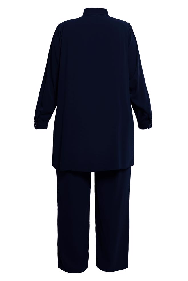Tesettür giyim LACİVERT BÜYÜK BEDEN PANTOLONLU TAKIM 20519 - ALVİNA