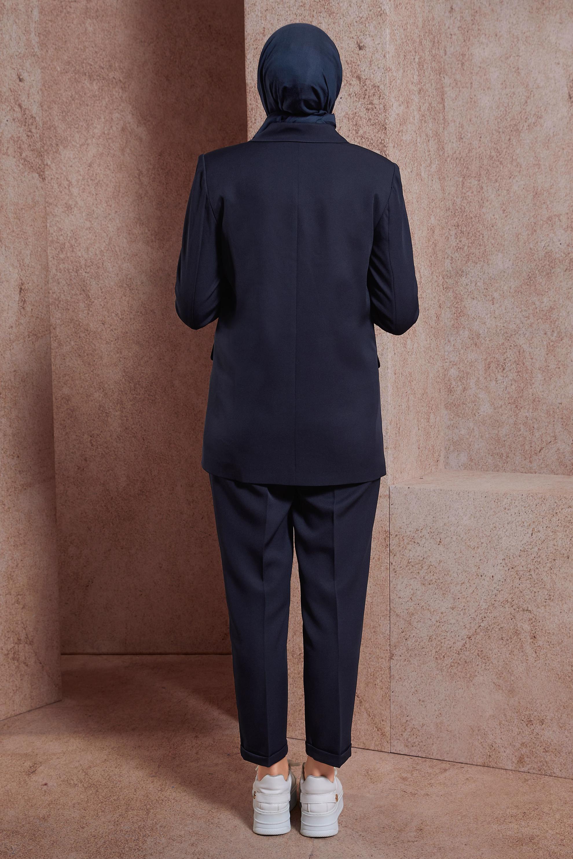 Tesettür giyim LACİVERT FERMUAR AKSESUARLI PANTOLONLU TAKIM 30422