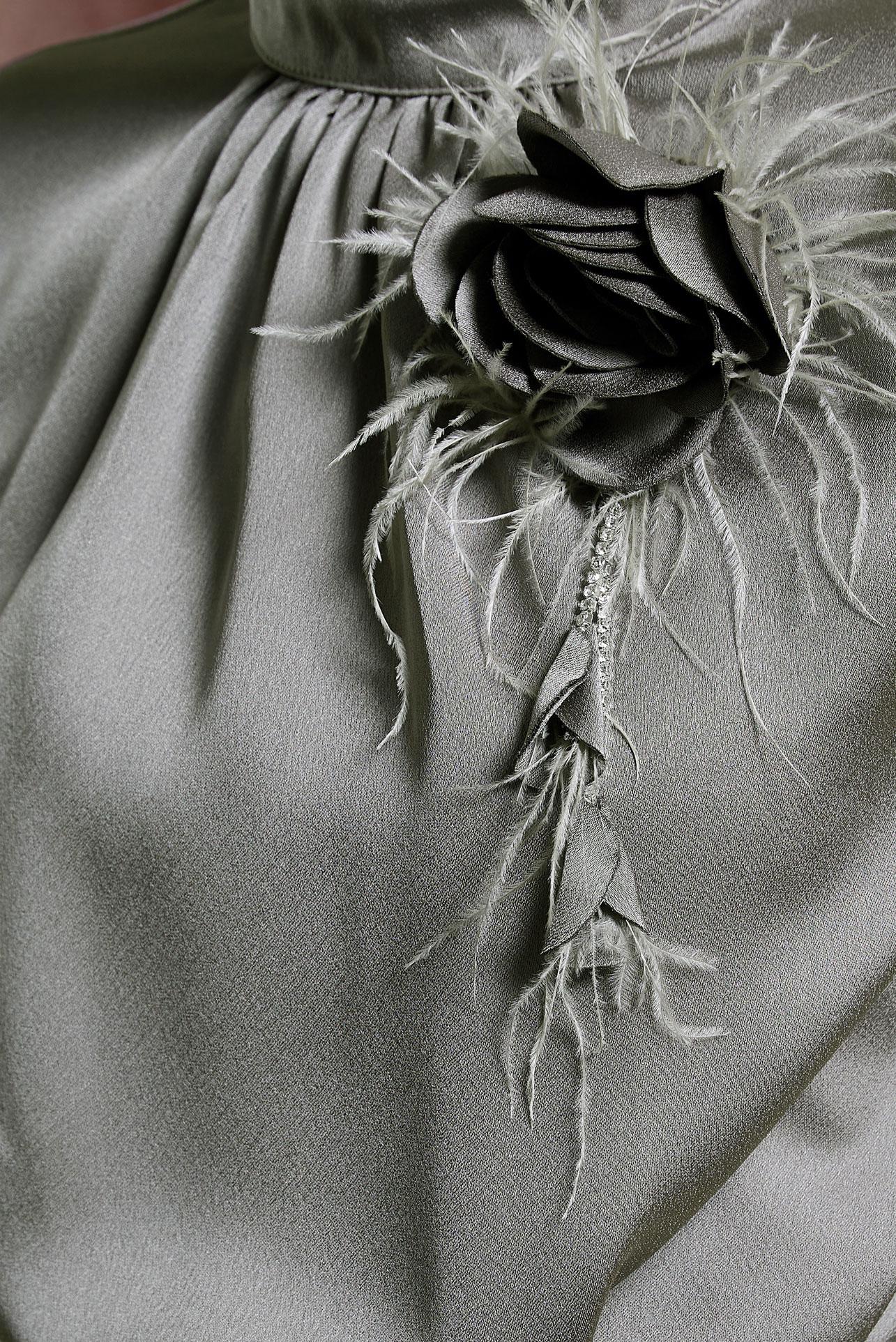 Tesettür giyim VİZON TÜY DETAYLI KUŞAKLI PANTOLONLU TAKIM 30432