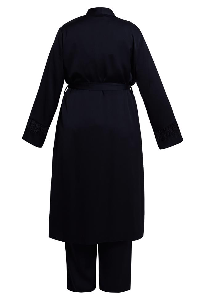 Vêtements hijab NOIR COSTUME PANTALON TROIS PIÈCES CEINTURE 30434 - ALVİNA