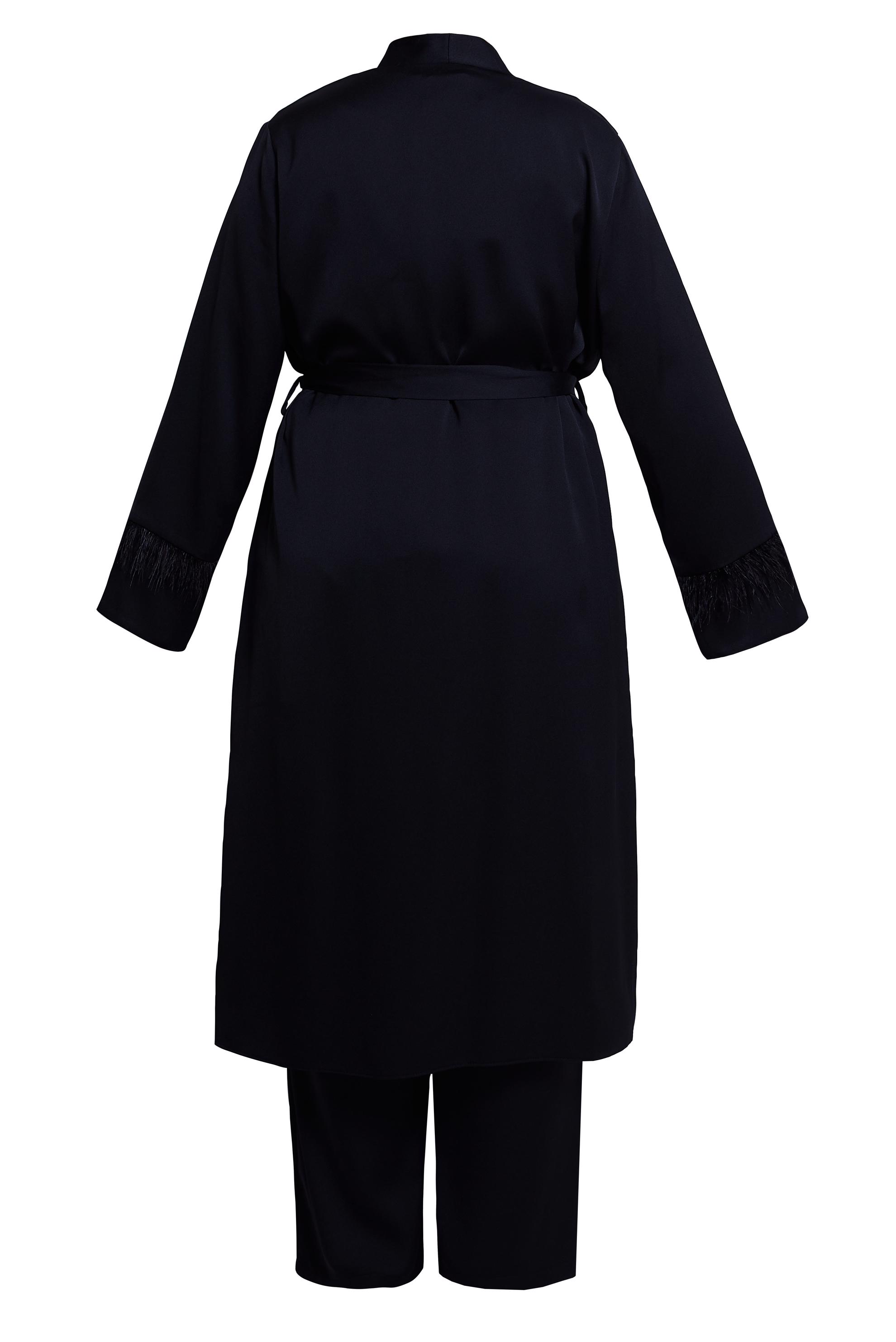 Vêtements hijab NOIR COSTUME PANTALON TROIS PIÈCES CEINTURE 30434