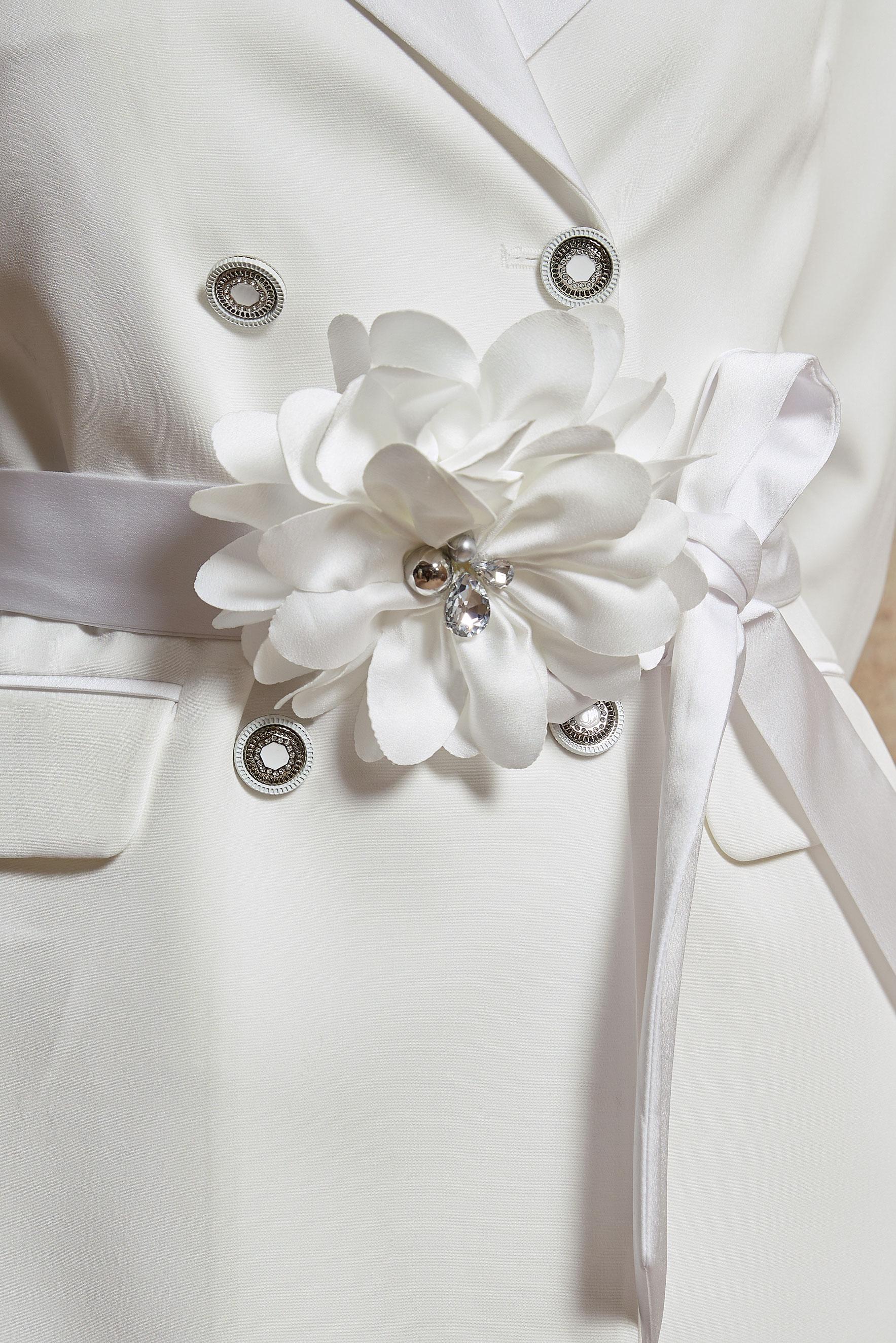 Tesettür giyim BEYAZ KUŞAKLI BROŞLU PANTOLONLU TAKIM 30435