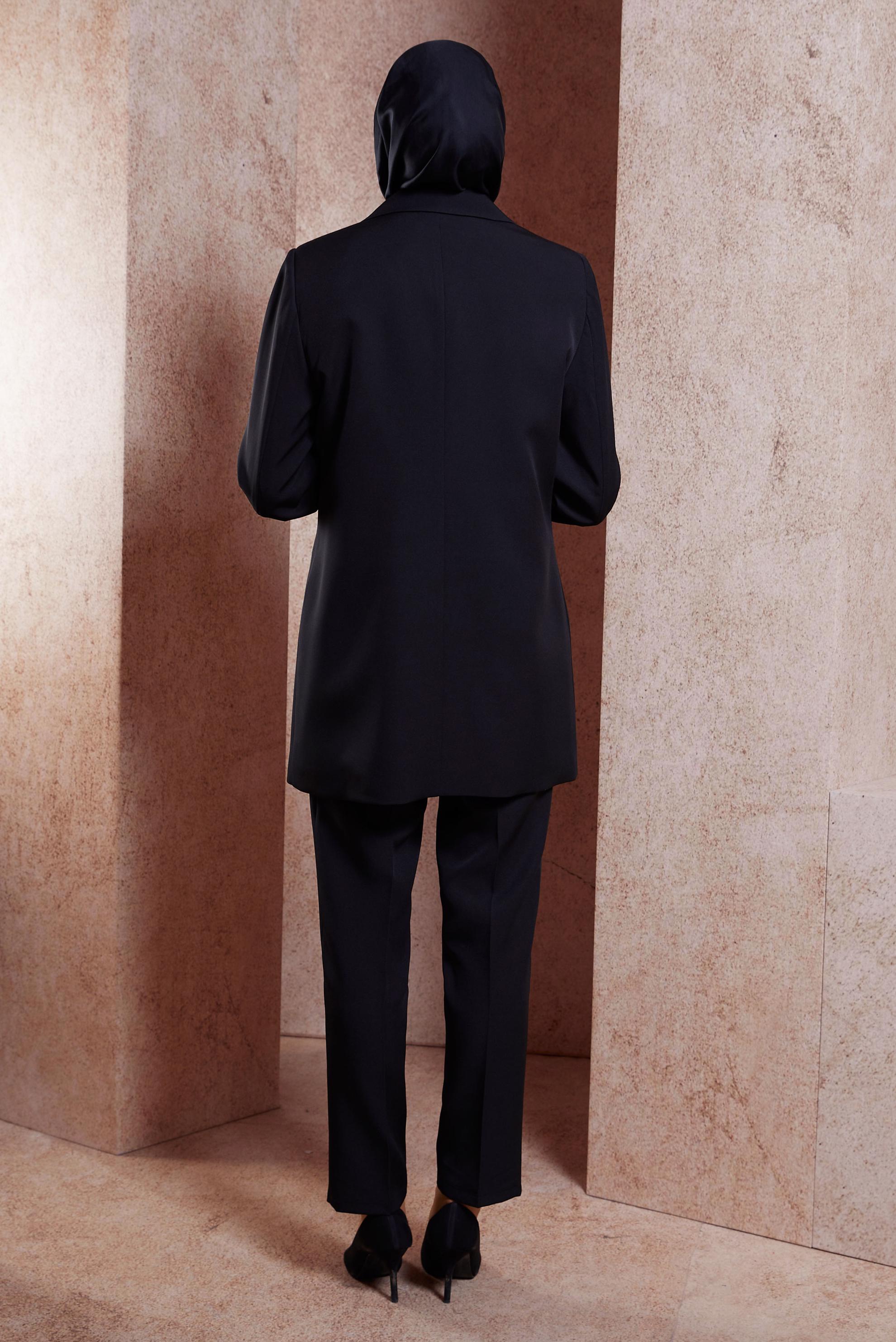 Tesettür giyim SİYAH TAŞ DETAYLI ÜÇLÜ PANTOLONLU TAKIM 30436