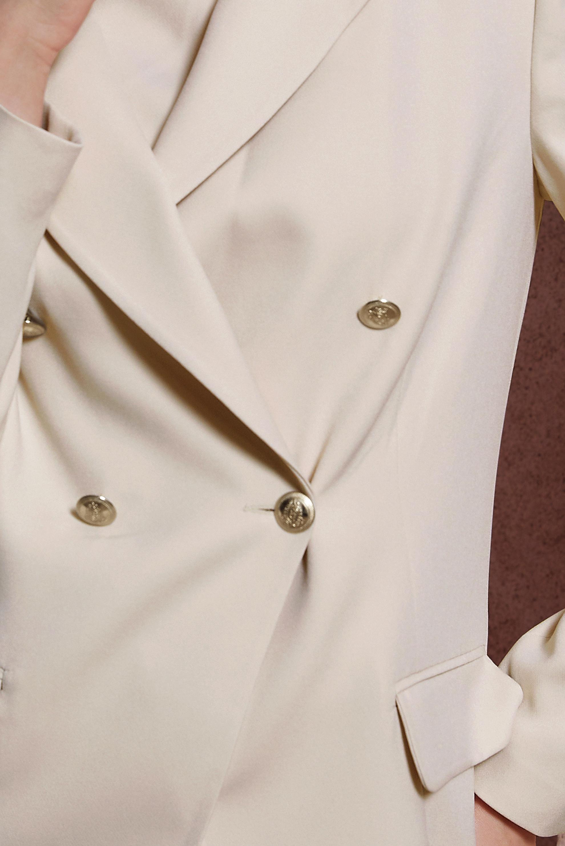 Tesettür giyim EKRU KRUVAZE YAKA ÜÇLÜ PANTOLONLU TAKIM 30438