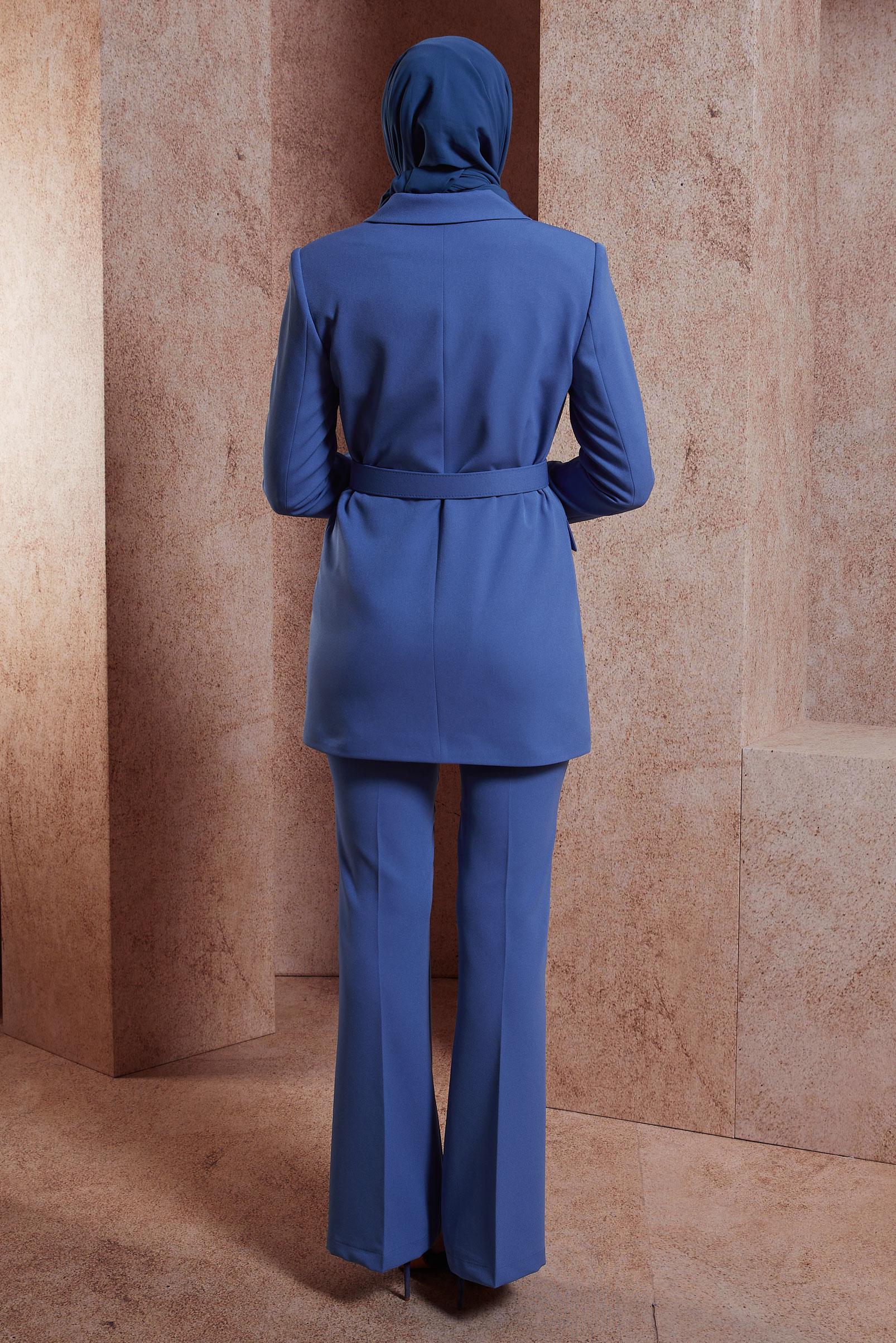 Tesettür giyim LACİVERT KEMERLİ PANTOLONLU TAKIM 30439