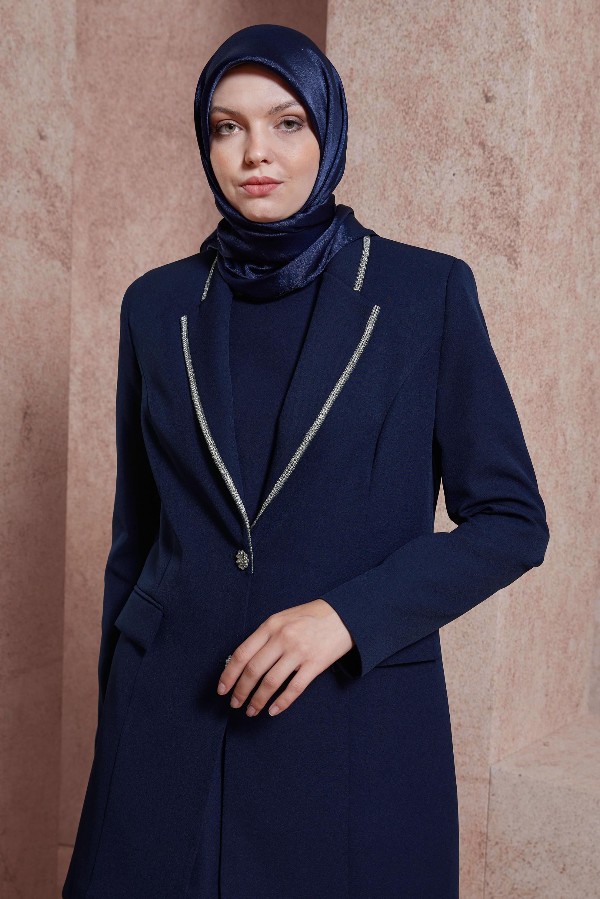 Tesettür giyim LACİVERT ÜÇLÜ PANTOLONLU TAKIM 30440